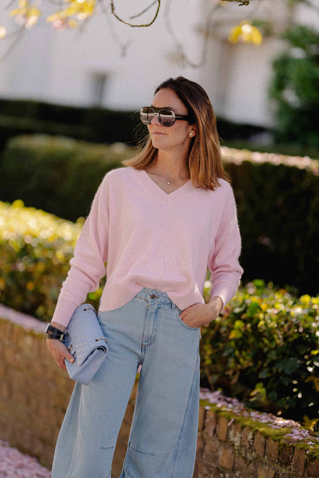 Cosette V-neck jumper baby rose