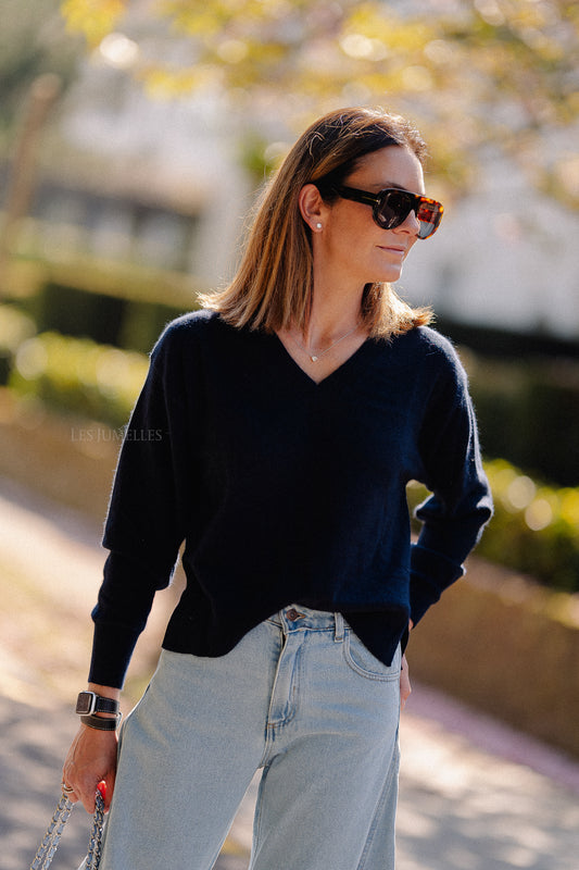 Les Jumelles Cosette V-neck jumper navy
