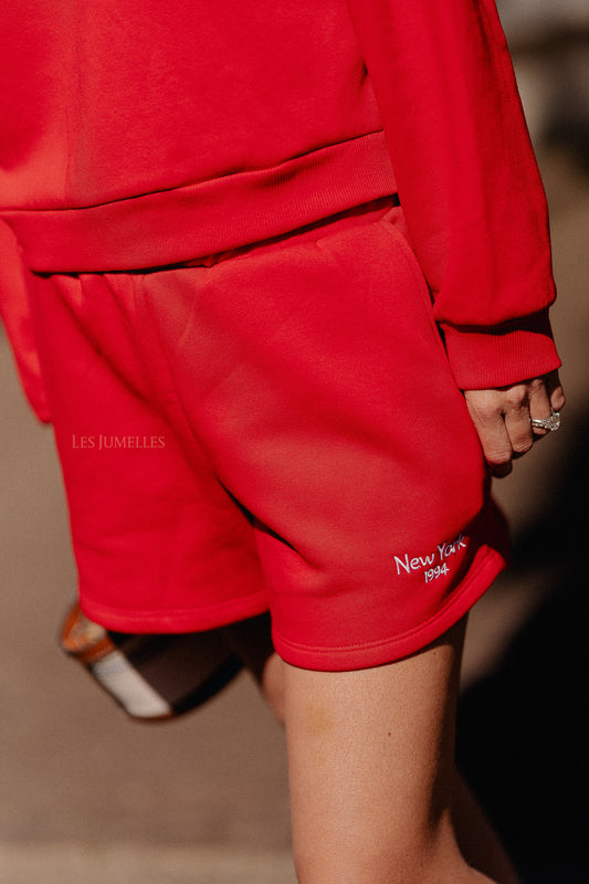 Les Jumelles VIHollie HW sweat shorts racing red