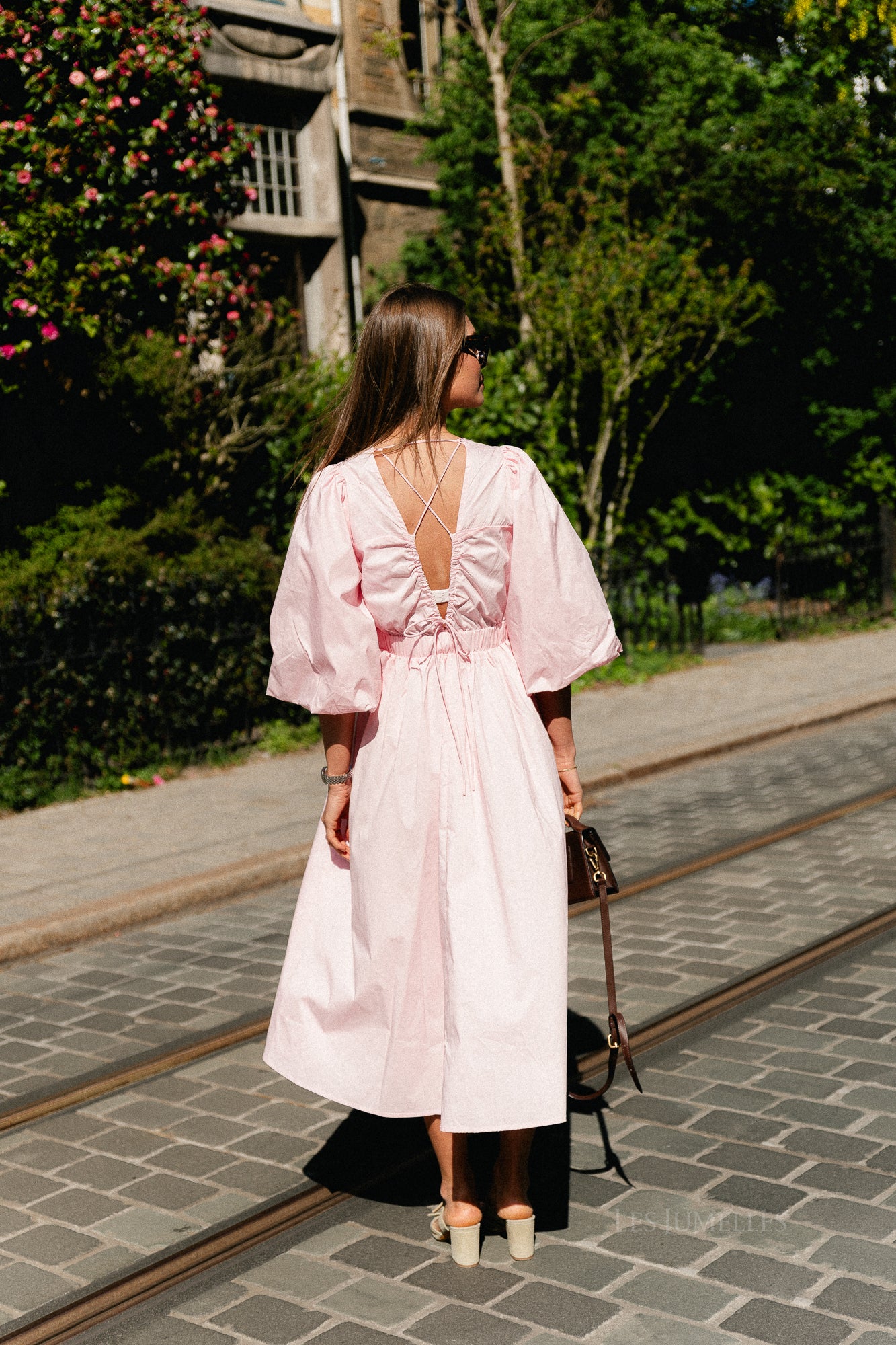 OBJPaige 2/4 V-neck midi dress pale pink