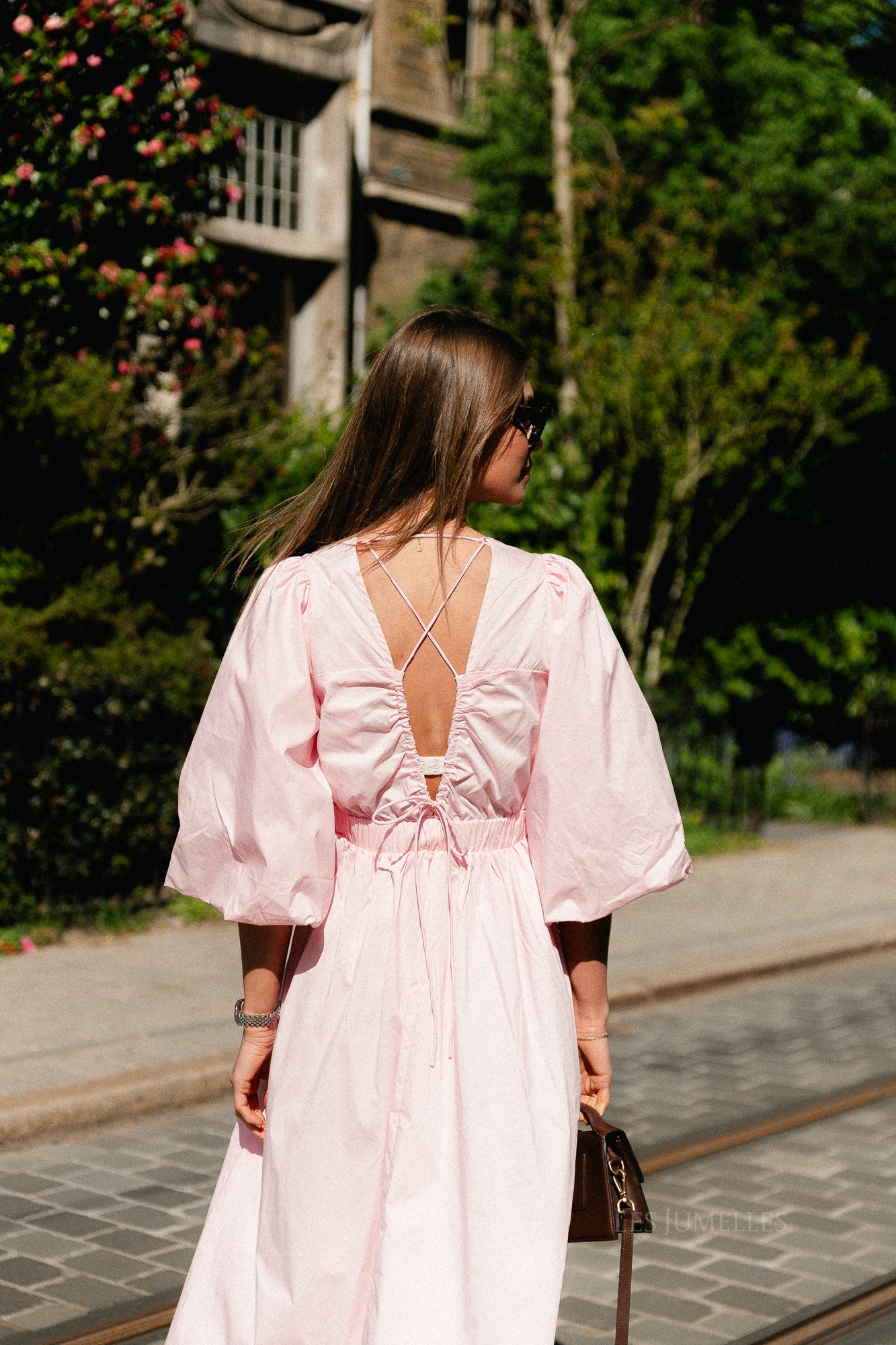 OBJPaige 2/4 V-neck midi dress pale pink