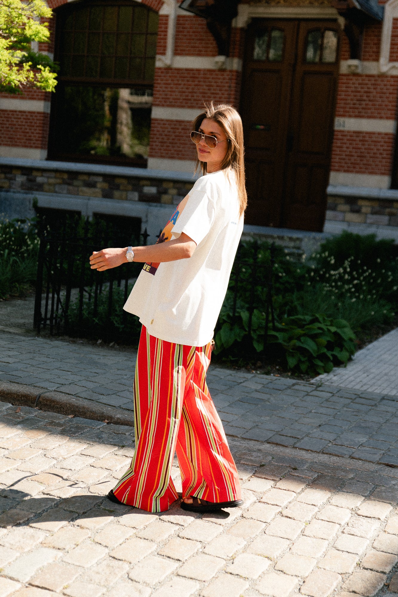 Meike pants multi stripe red