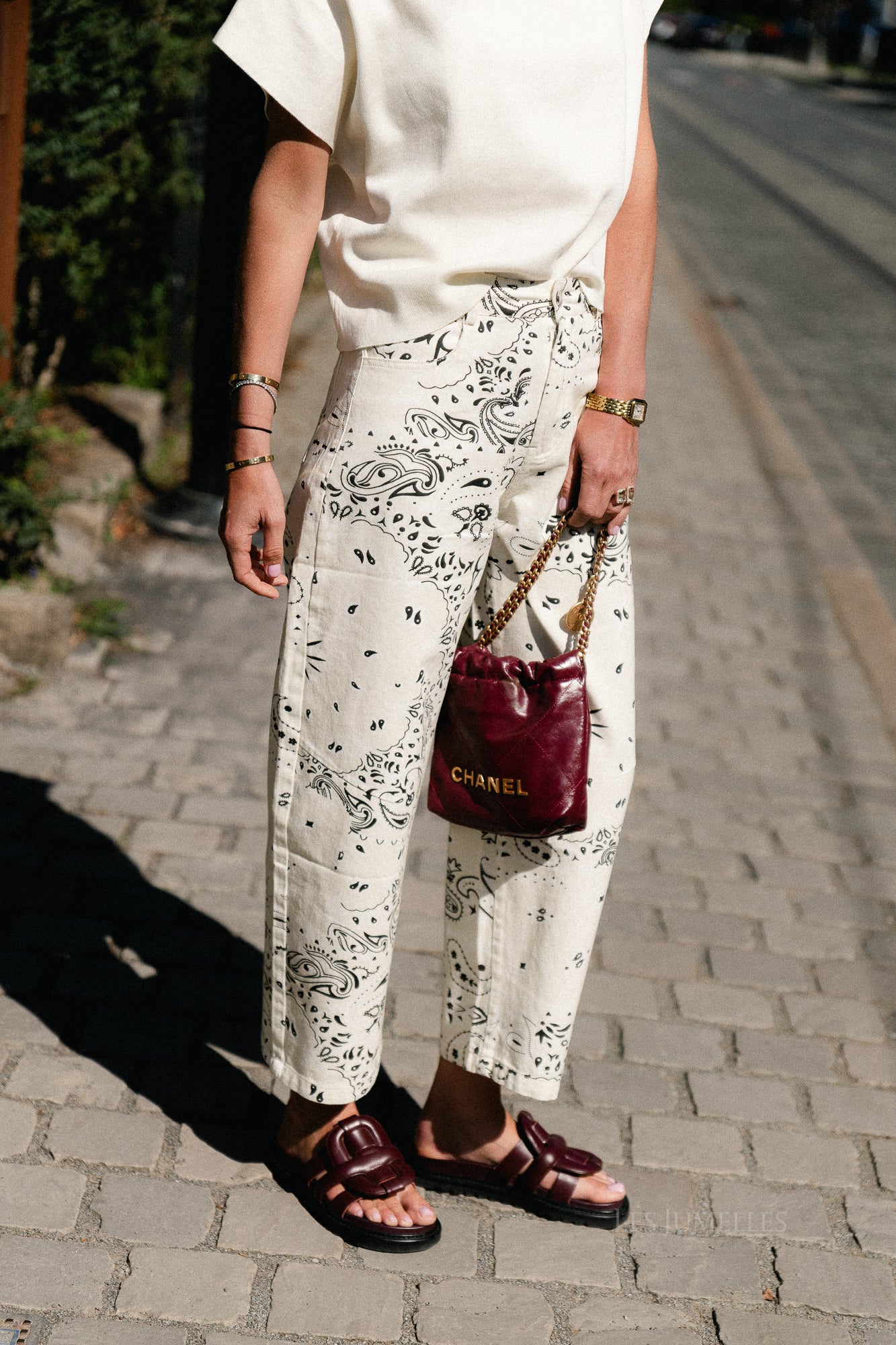 Meagan paisley barrel jeans cream