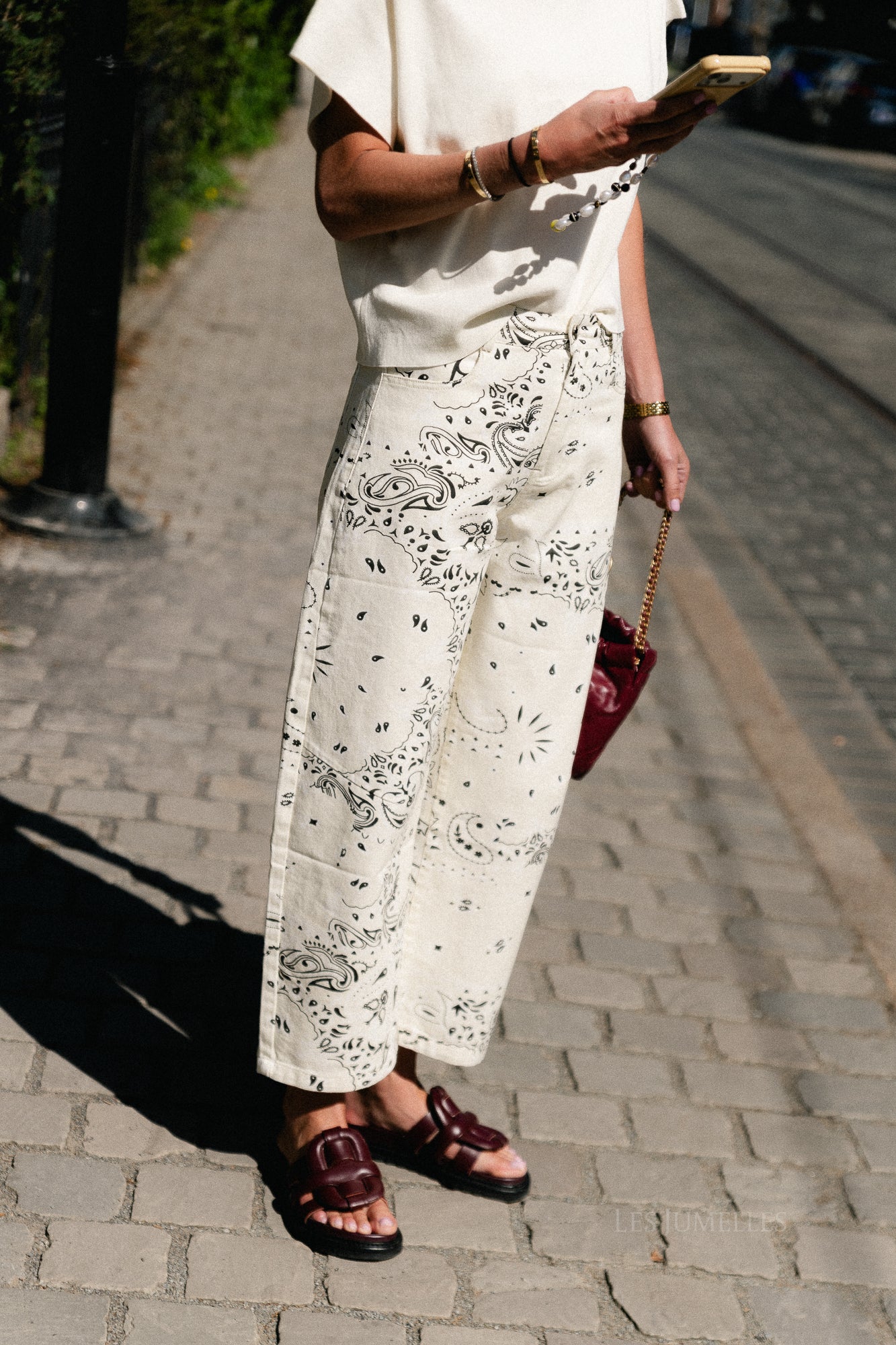 Meagan paisley barrel jeans cream