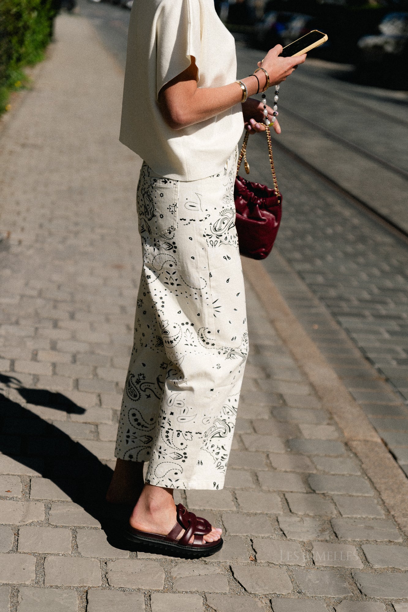 Meagan paisley barrel jeans cream