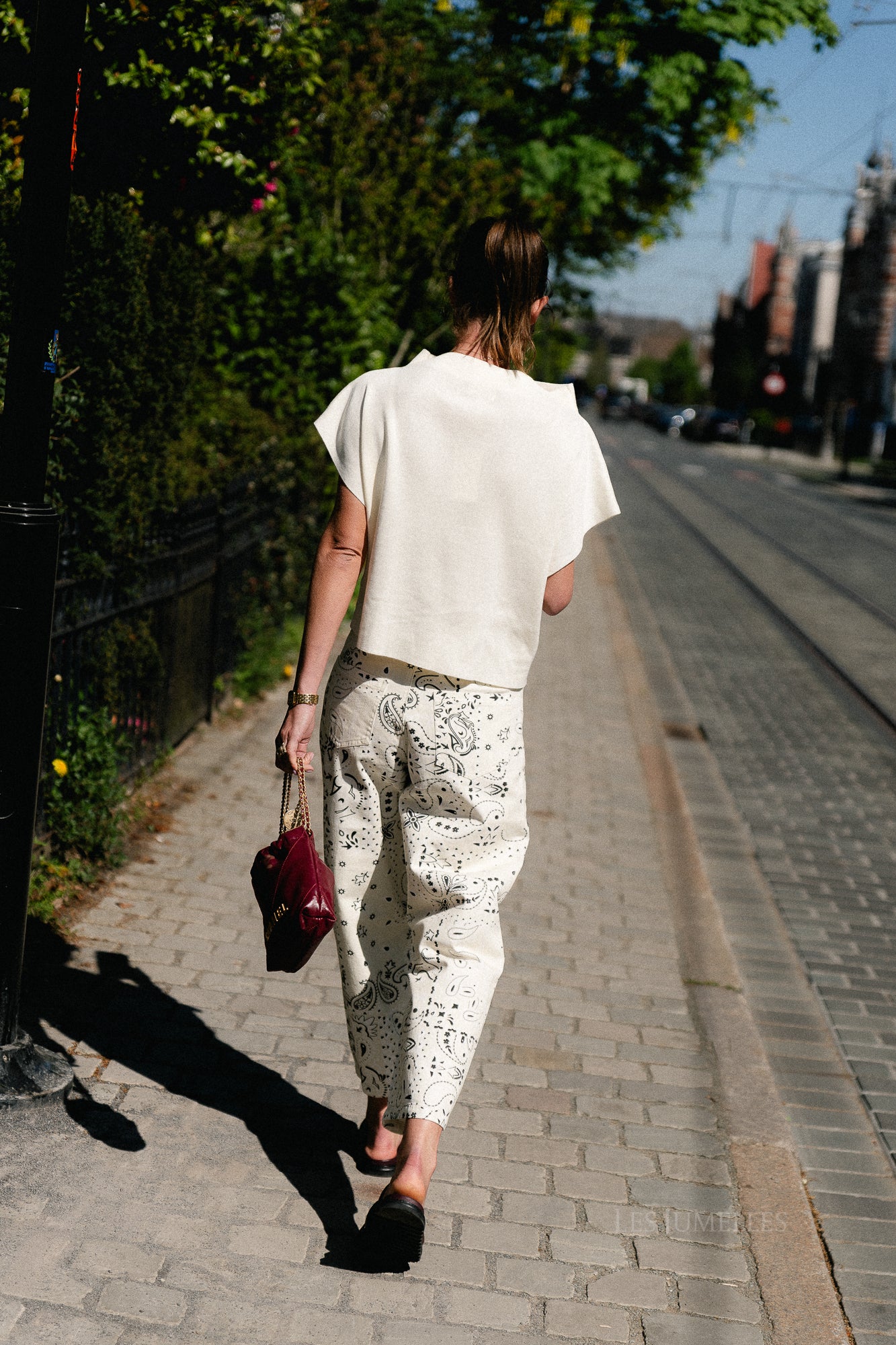 Meagan paisley barrel jeans cream