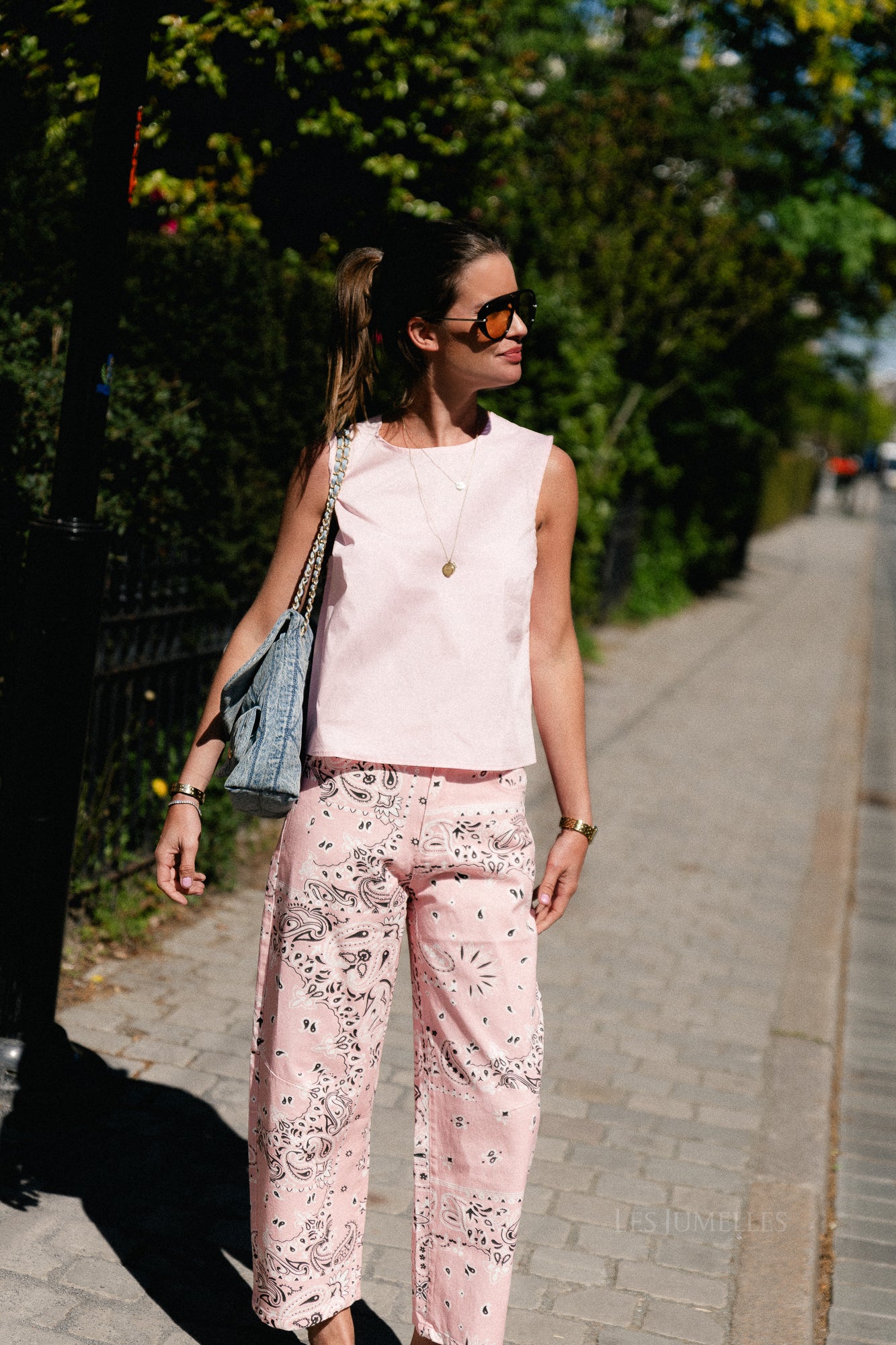 Meagan paisley barrel jeans pink