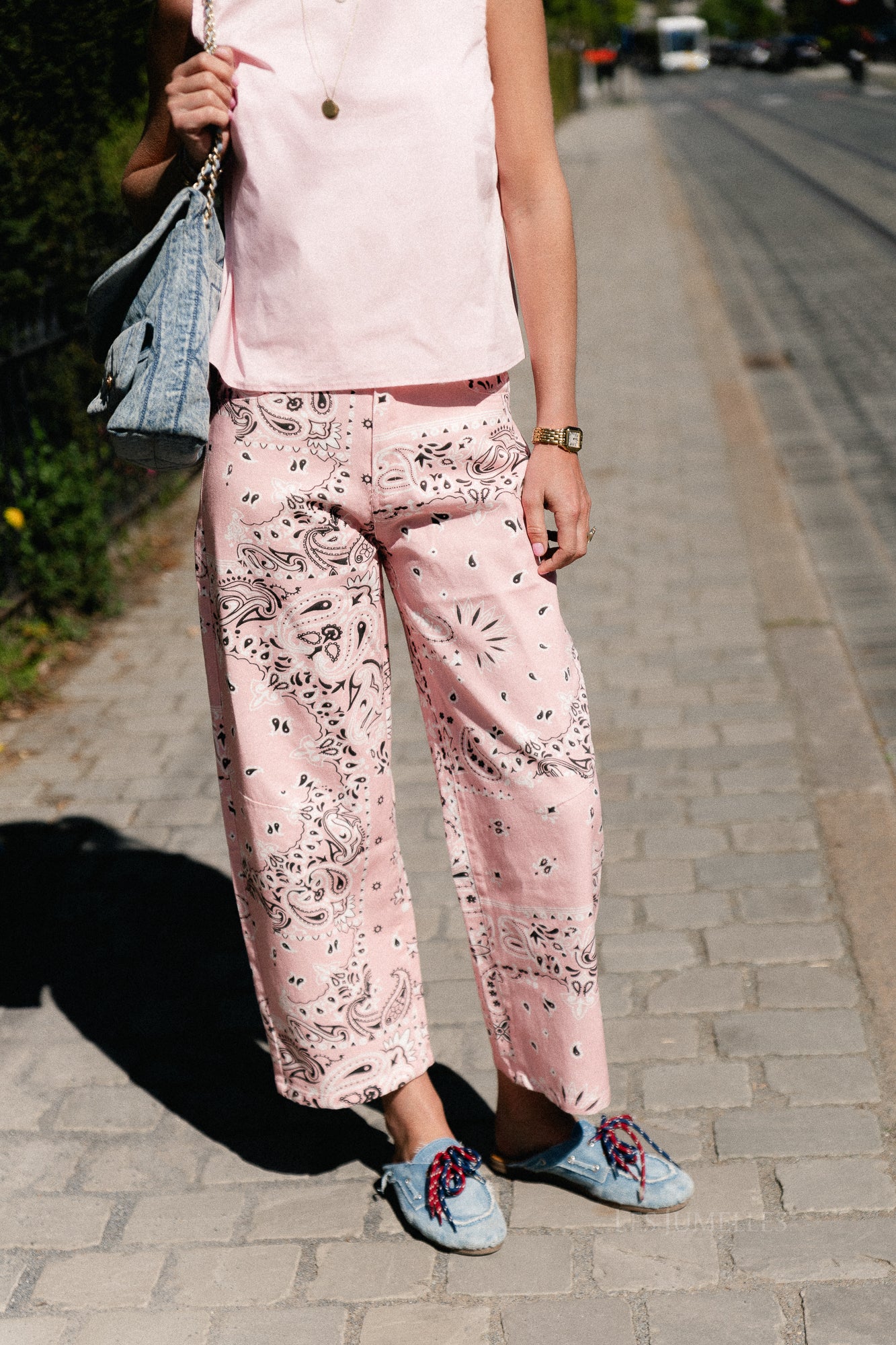 Meagan paisley barrel jeans pink
