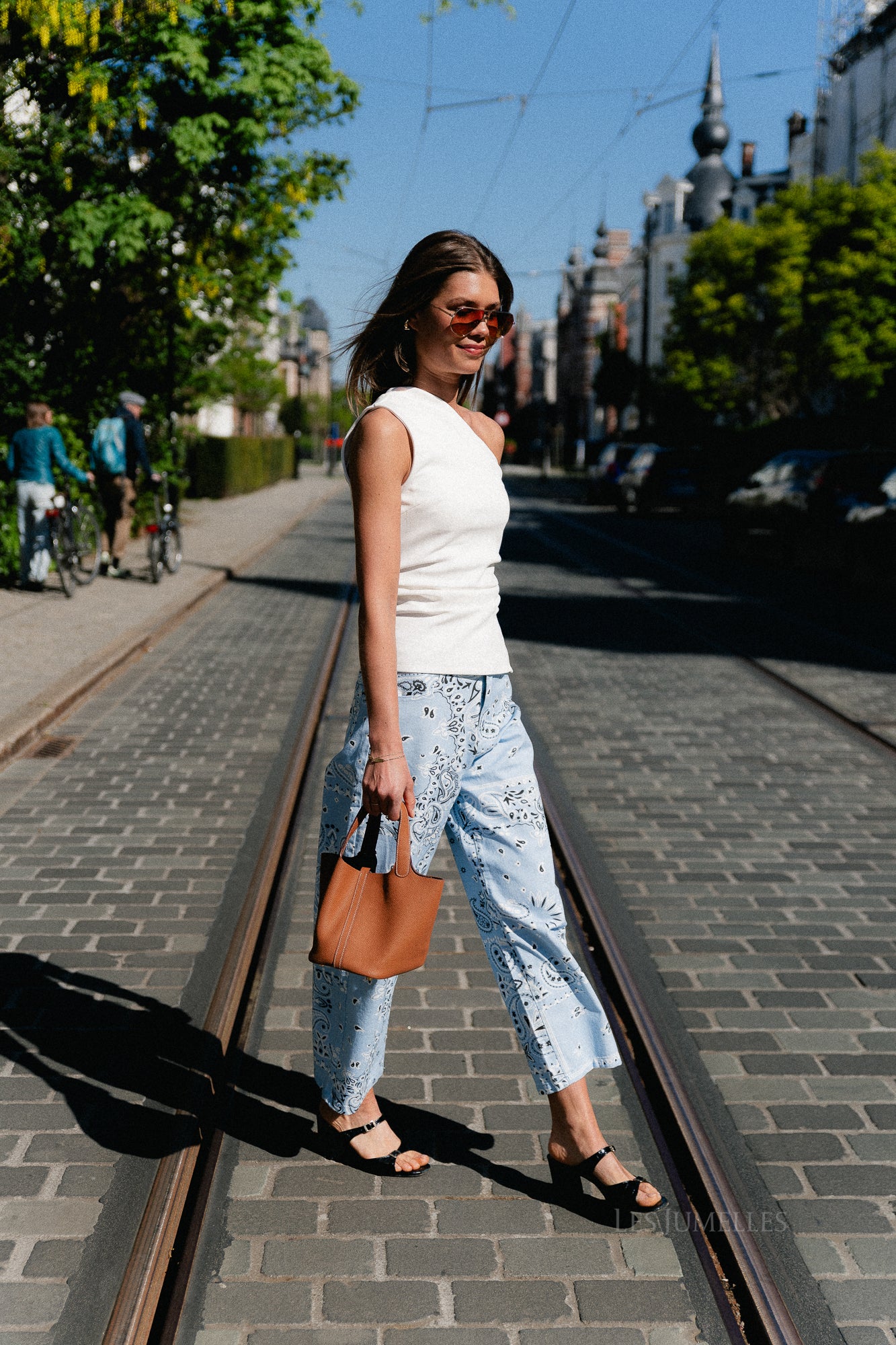 Meagan paisley barrel jeans blue