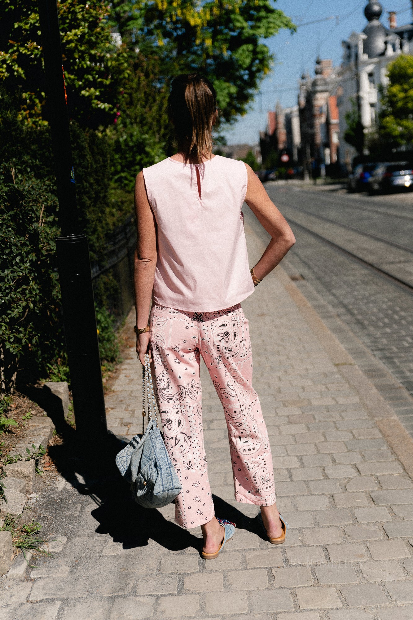 Meagan paisley barrel jeans pink