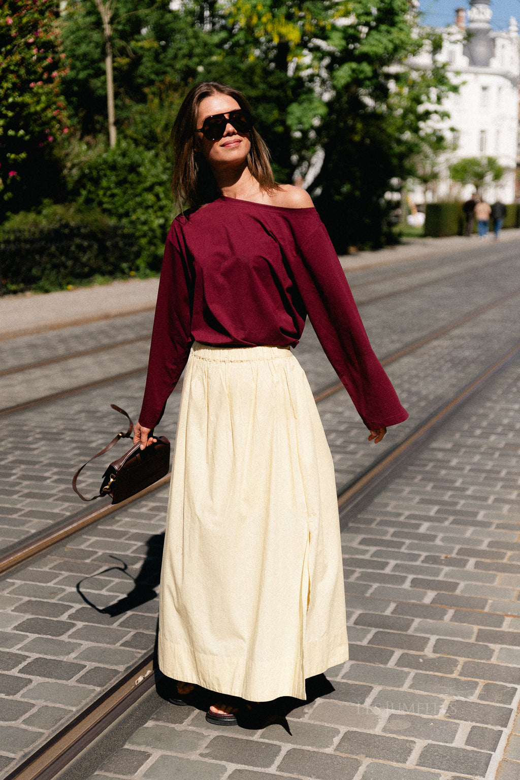 SLWBlair HW ankle slit skirt italian straw
