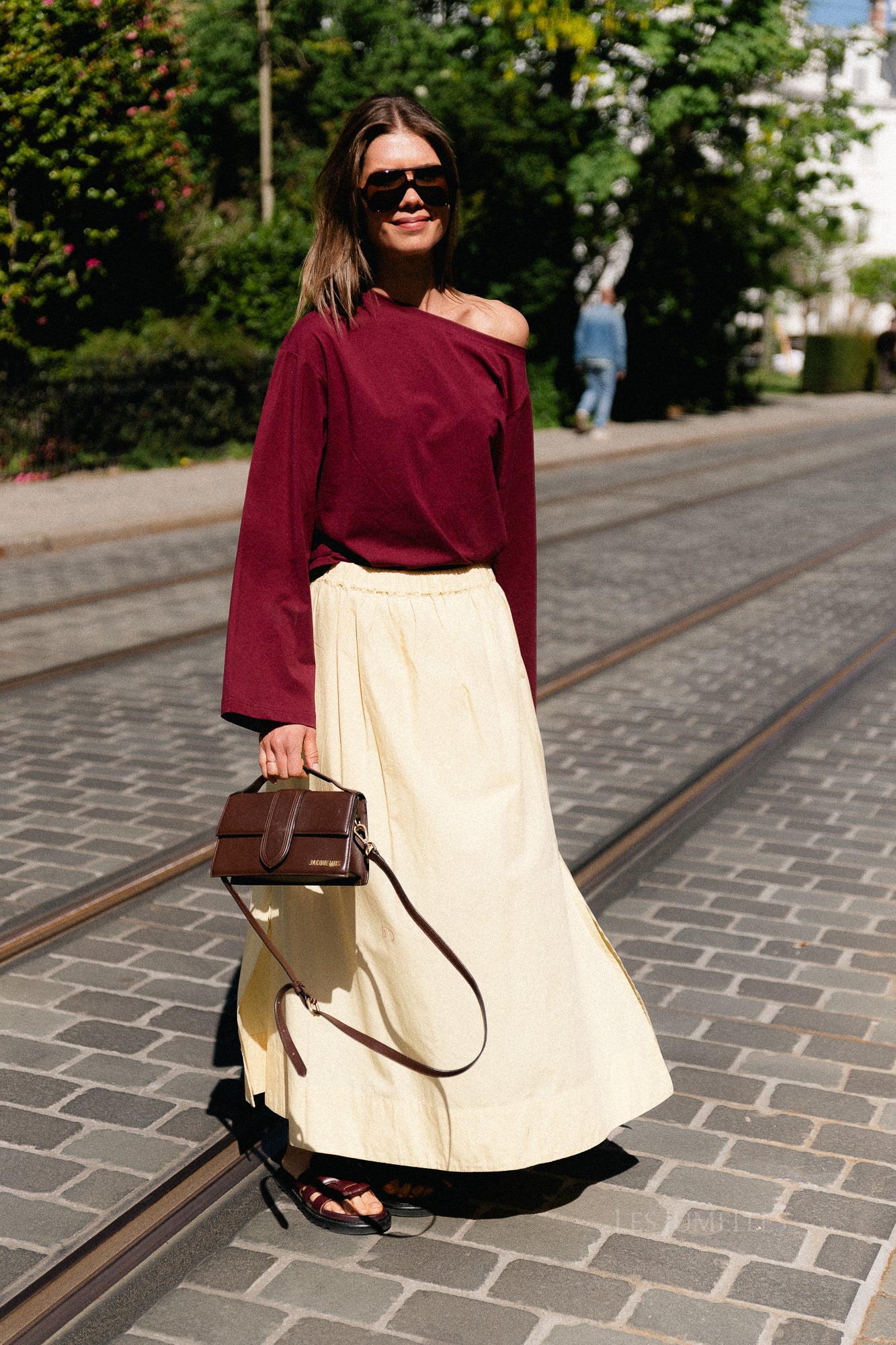 SLWBlair HW ankle slit skirt italian straw