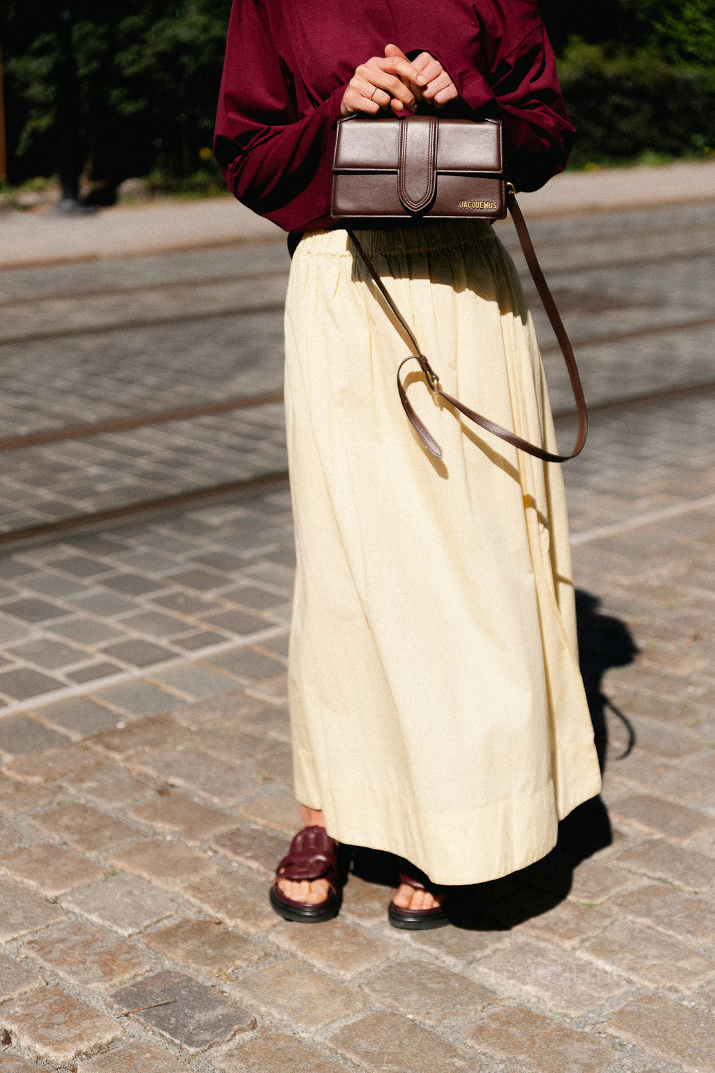 SLWBlair HW ankle slit skirt italian straw