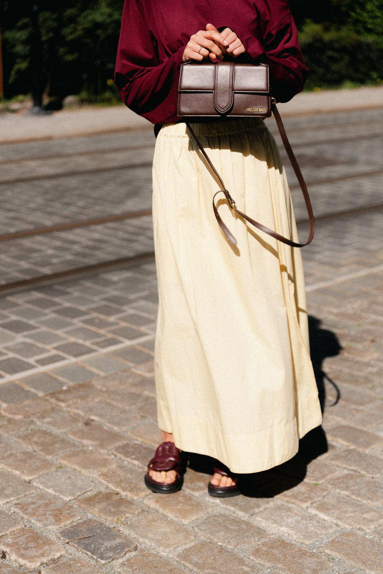 SLWBlair HW ankle slit skirt italian straw