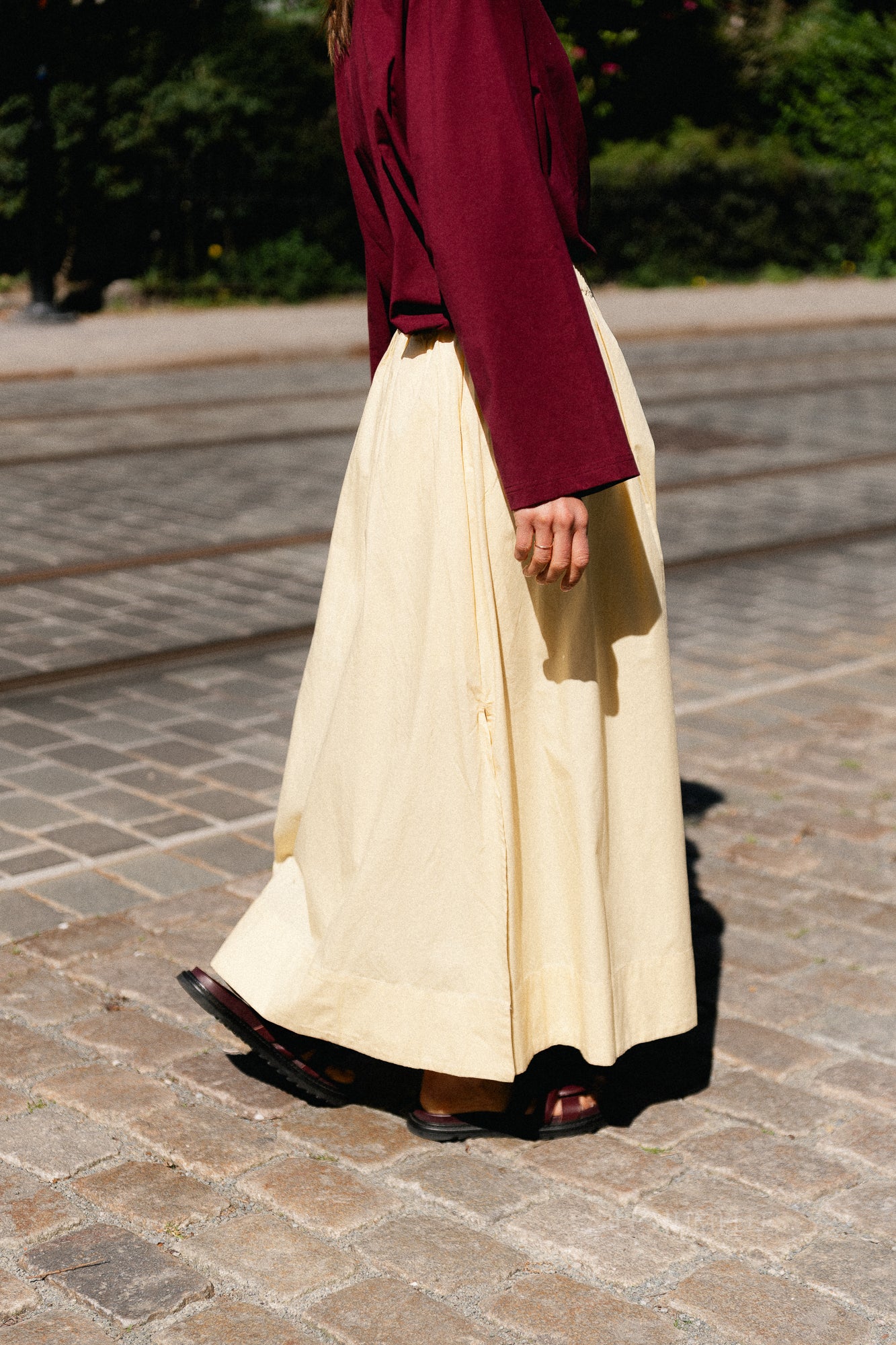 SLWBlair HW ankle slit skirt italian straw