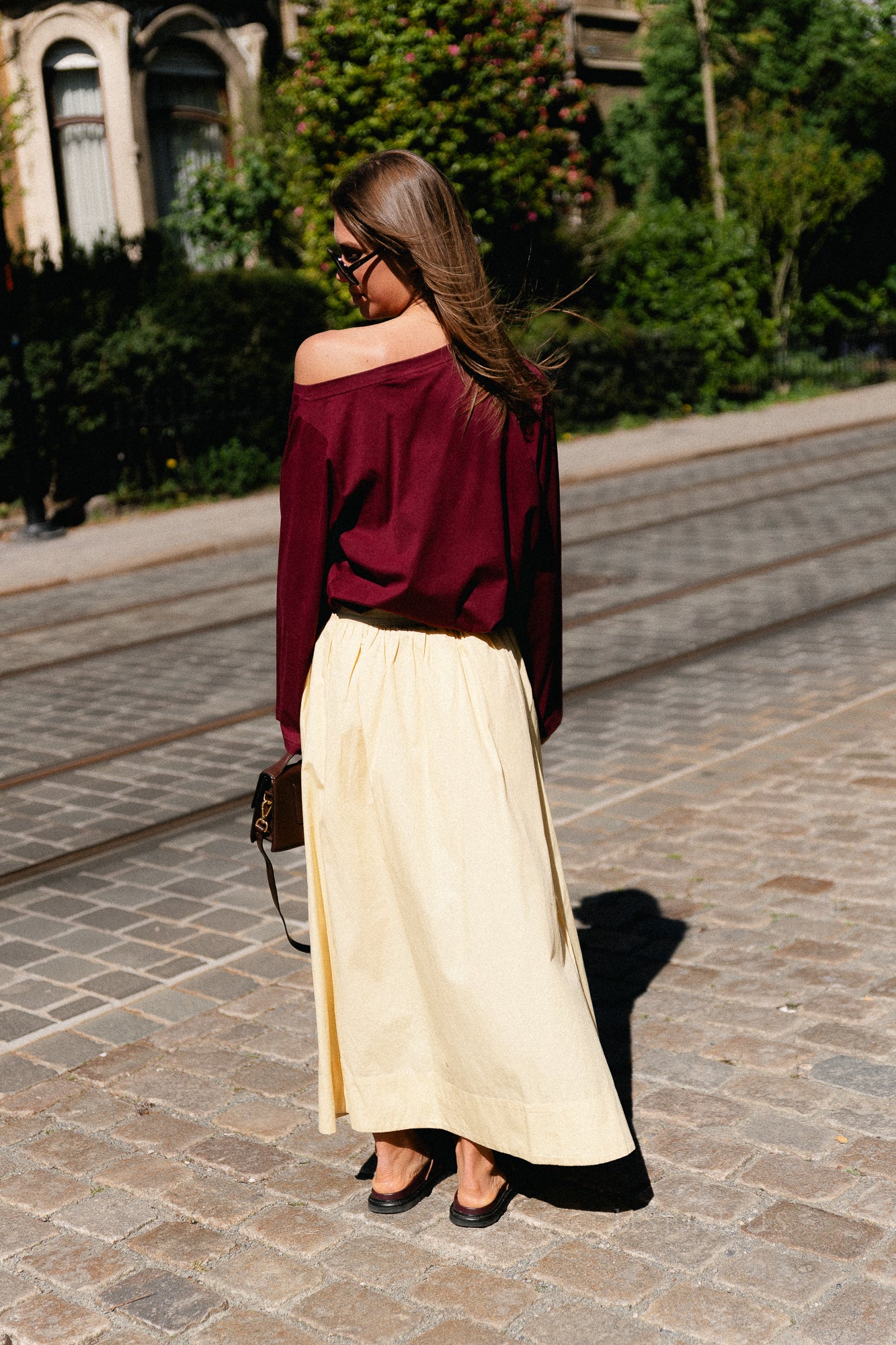 SLWBlair HW ankle slit skirt italian straw
