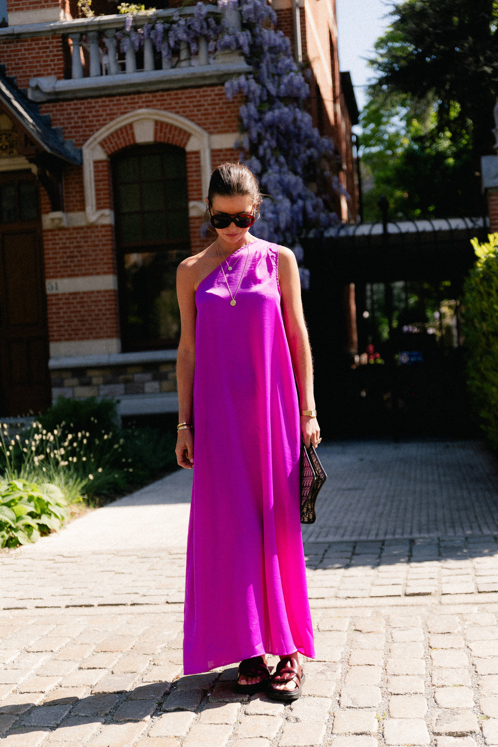 Nia one shoulder dress orchid