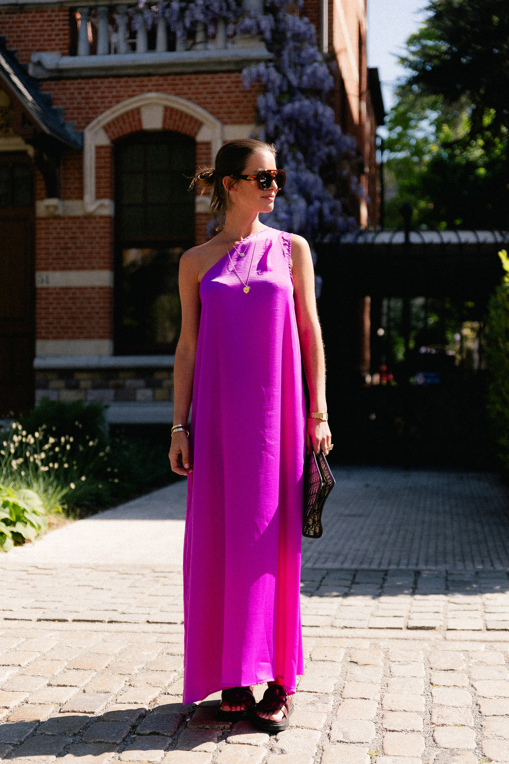 Nia one shoulder dress orchid