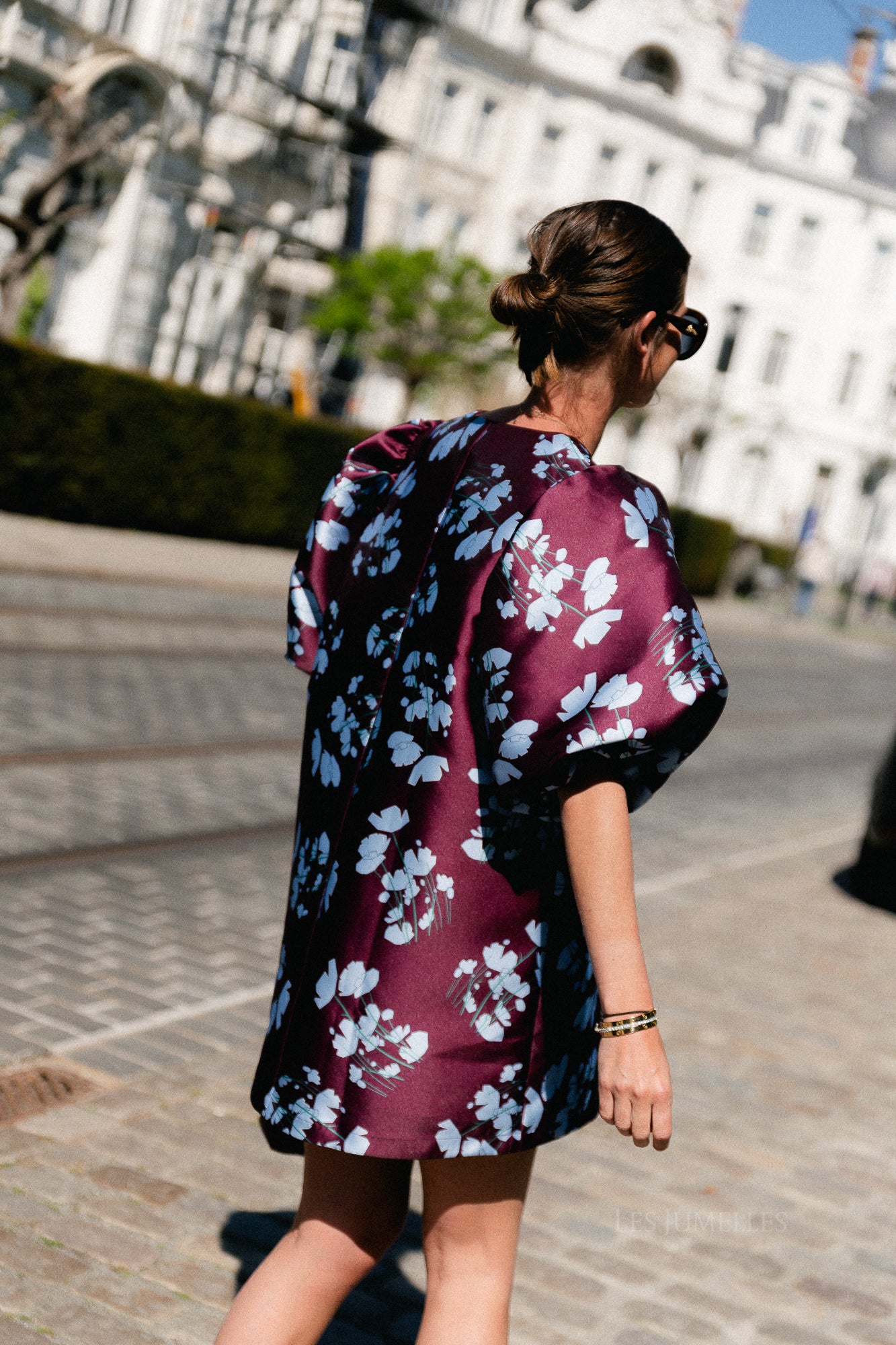 Charlotte dress viola print burgundy/baby blue