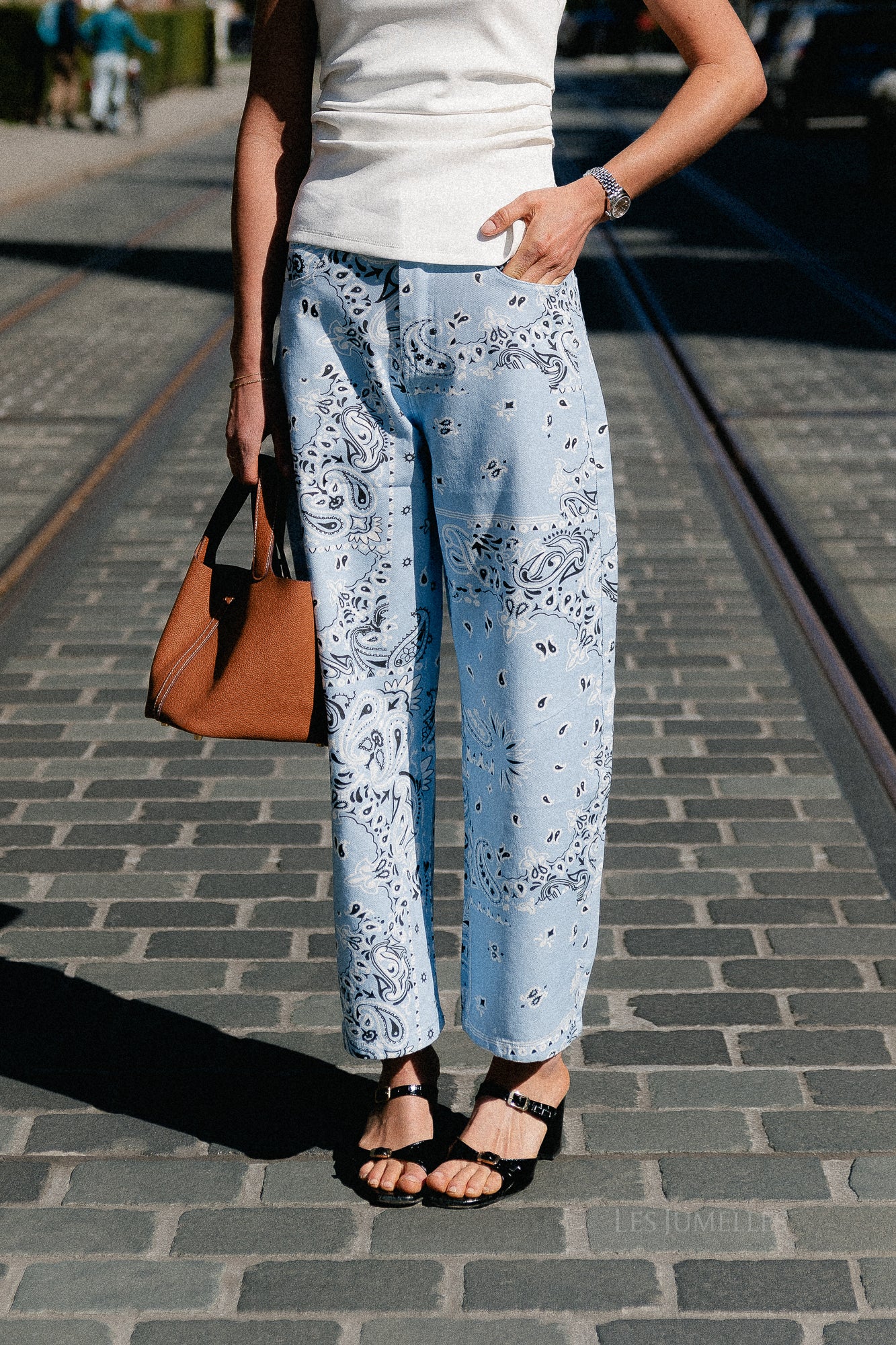 Meagan paisley barrel jeans blue