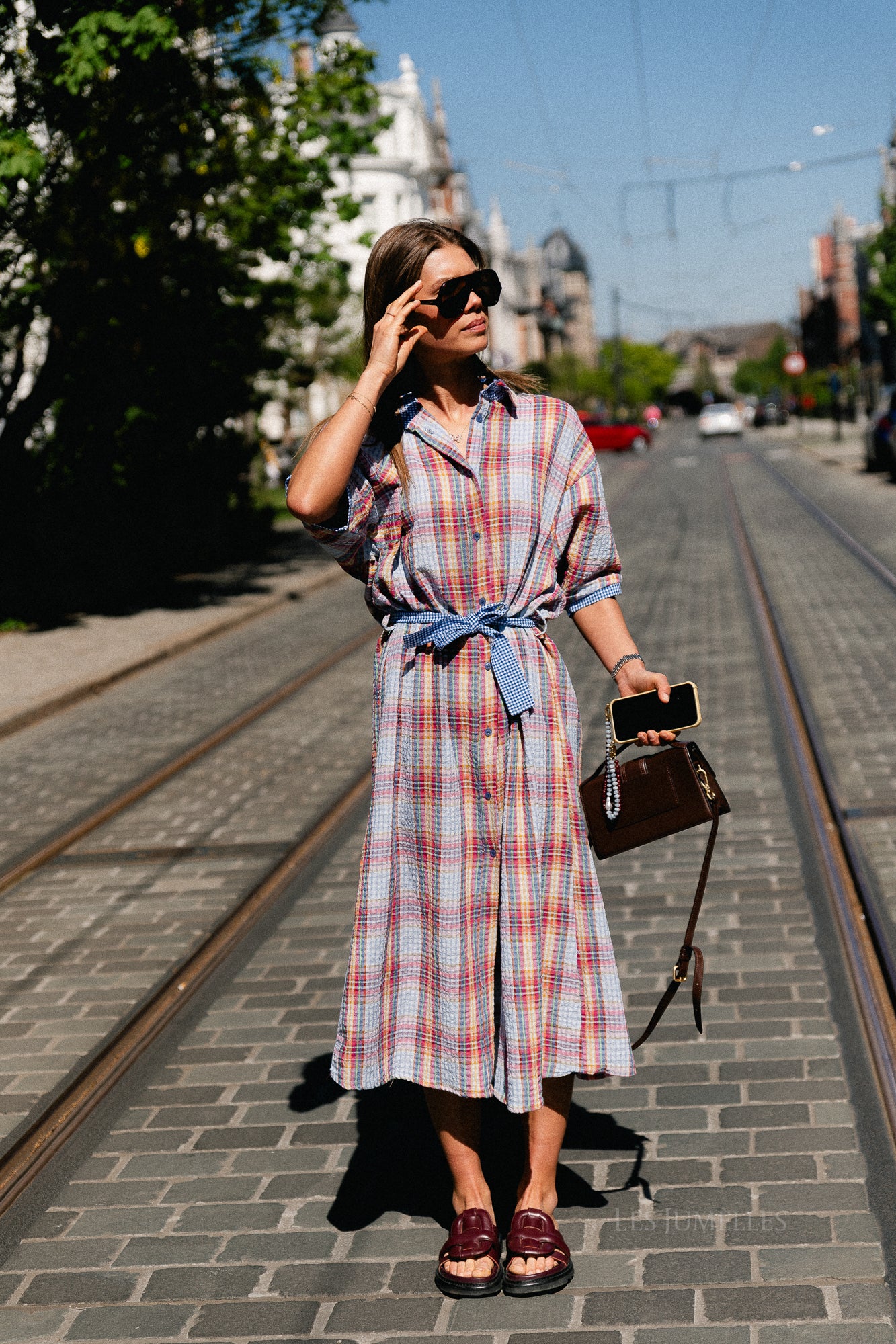 Margaux maxi dress multicolor/blue vichy