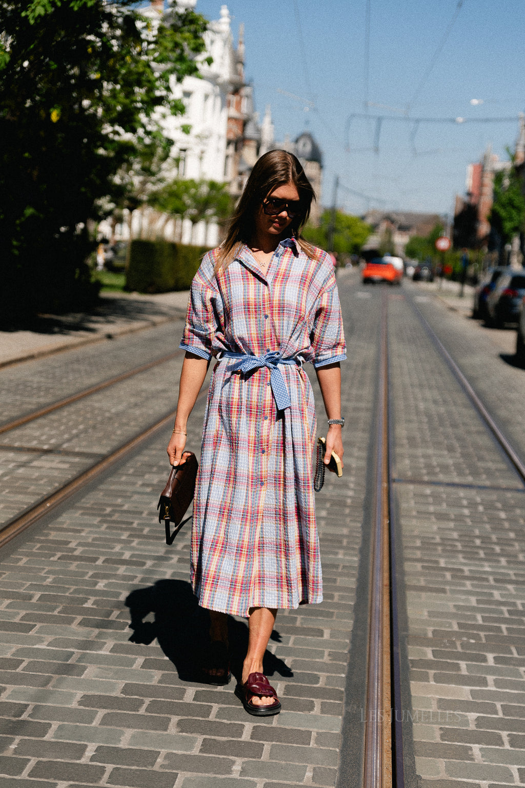 Margaux maxi dress multicolor/blue vichy