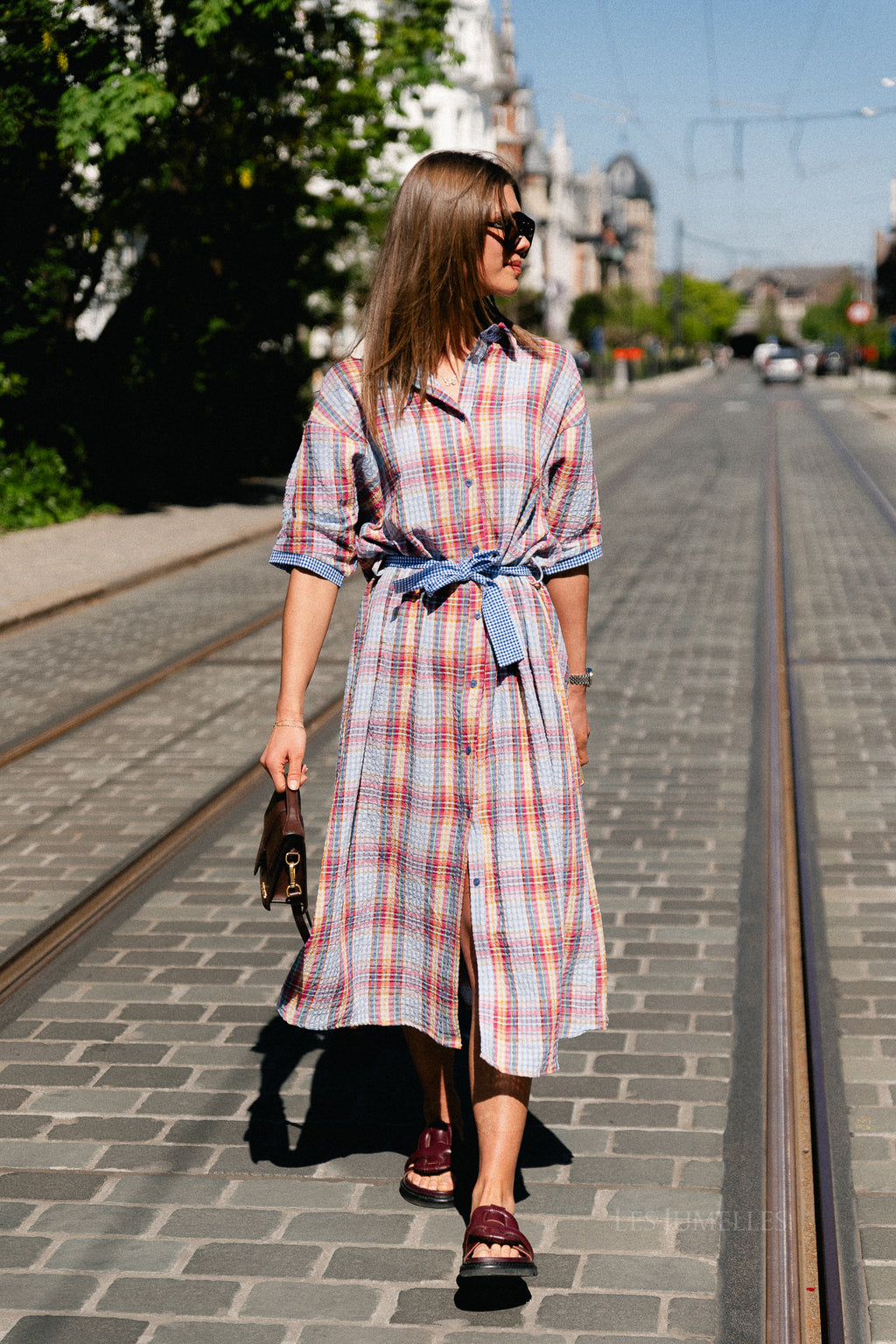 Margaux maxi dress multicolor/blue vichy