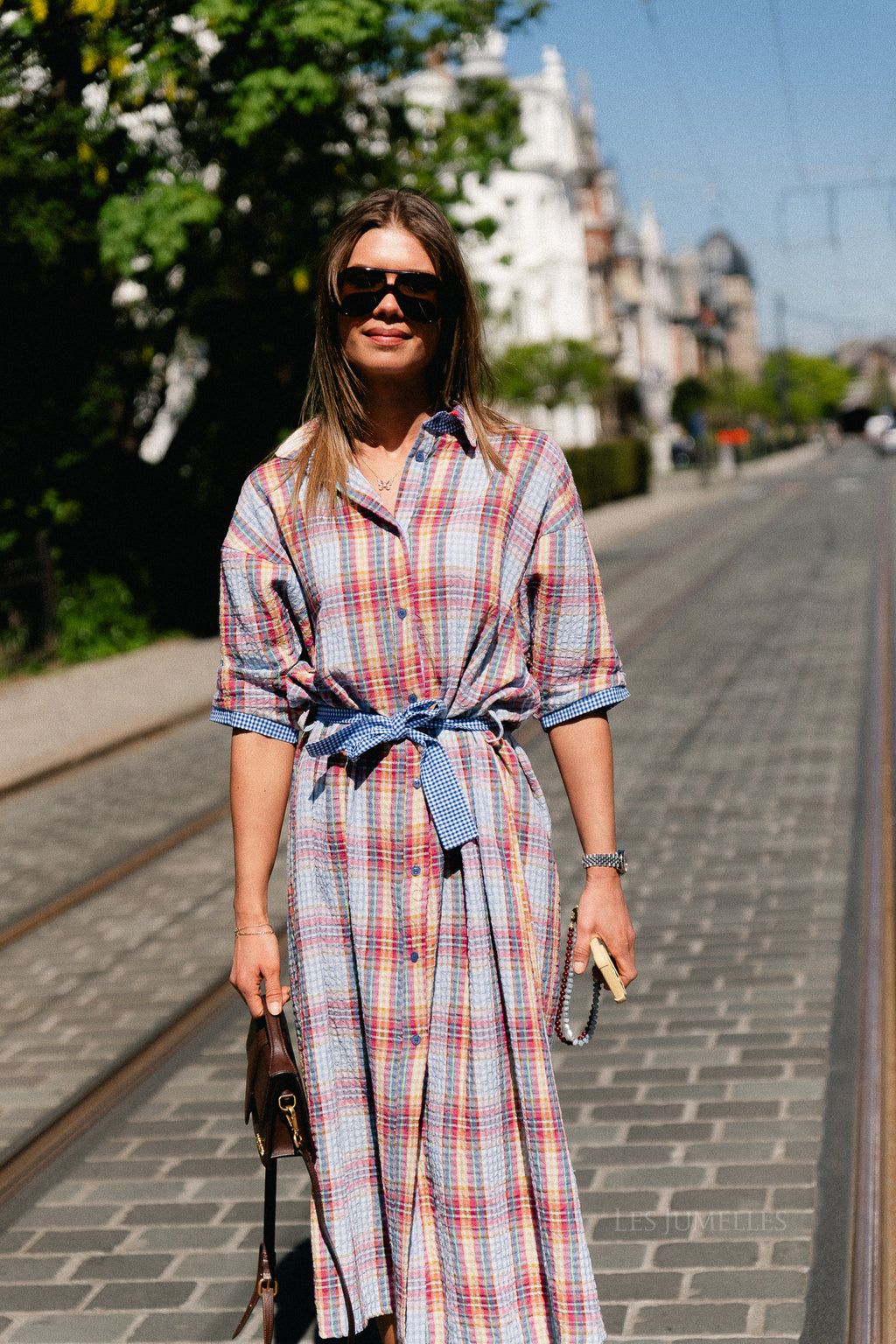 Margaux maxi dress multicolor/blue vichy