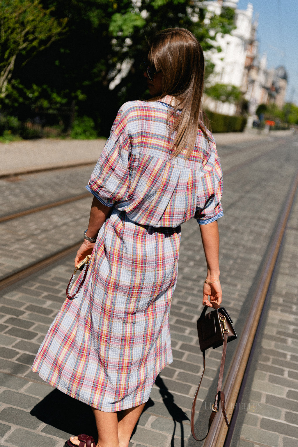 Margaux maxi dress multicolor/blue vichy