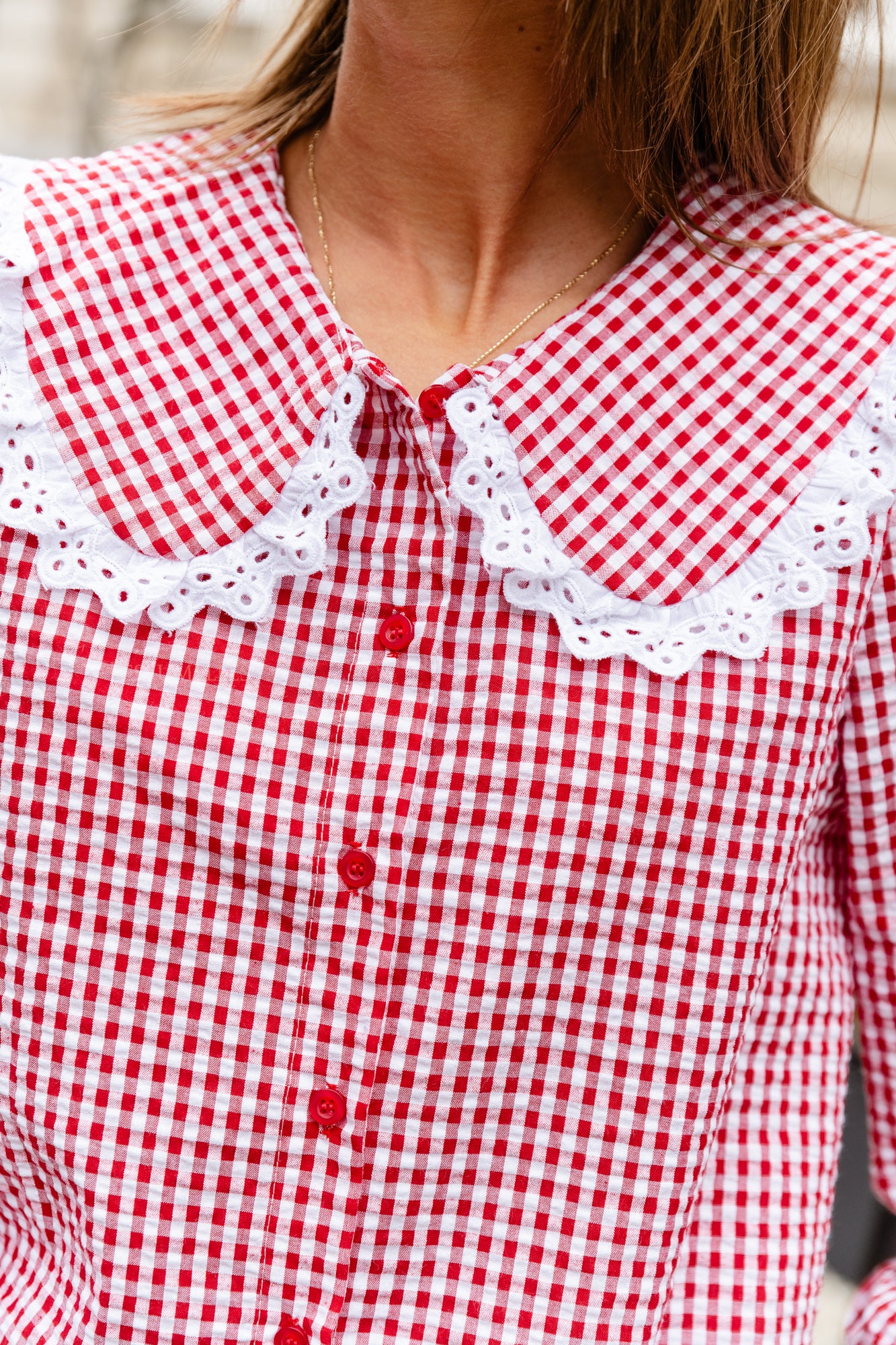 Nina checkered blouse red
