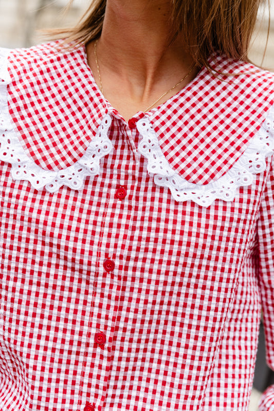 Les Jumelles Nina checkered blouse red