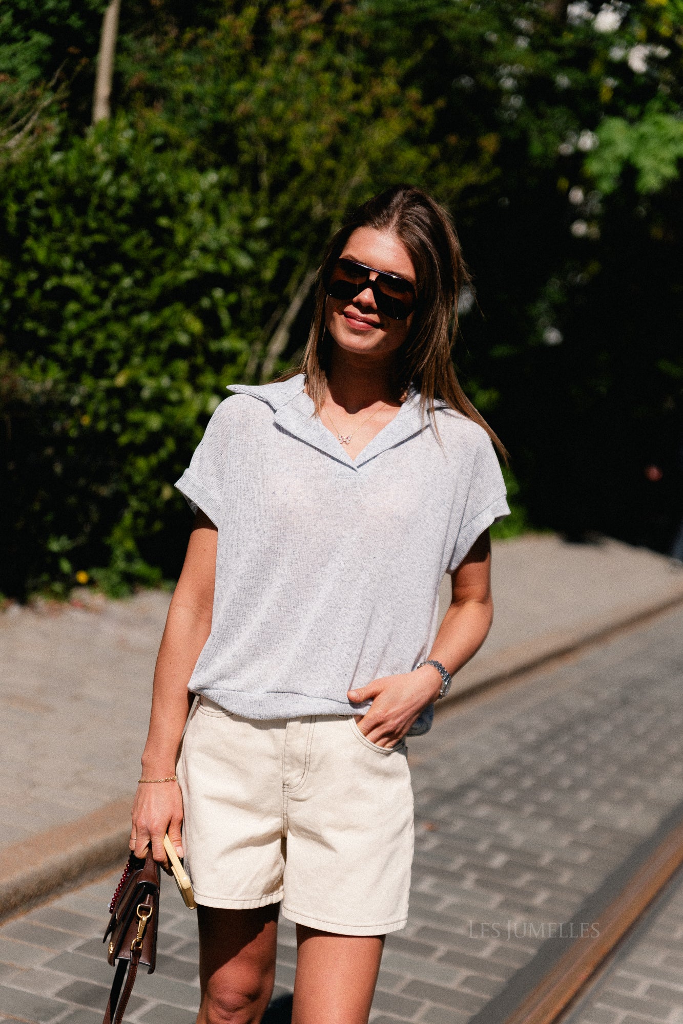 Leia SS polo shirt grey melange