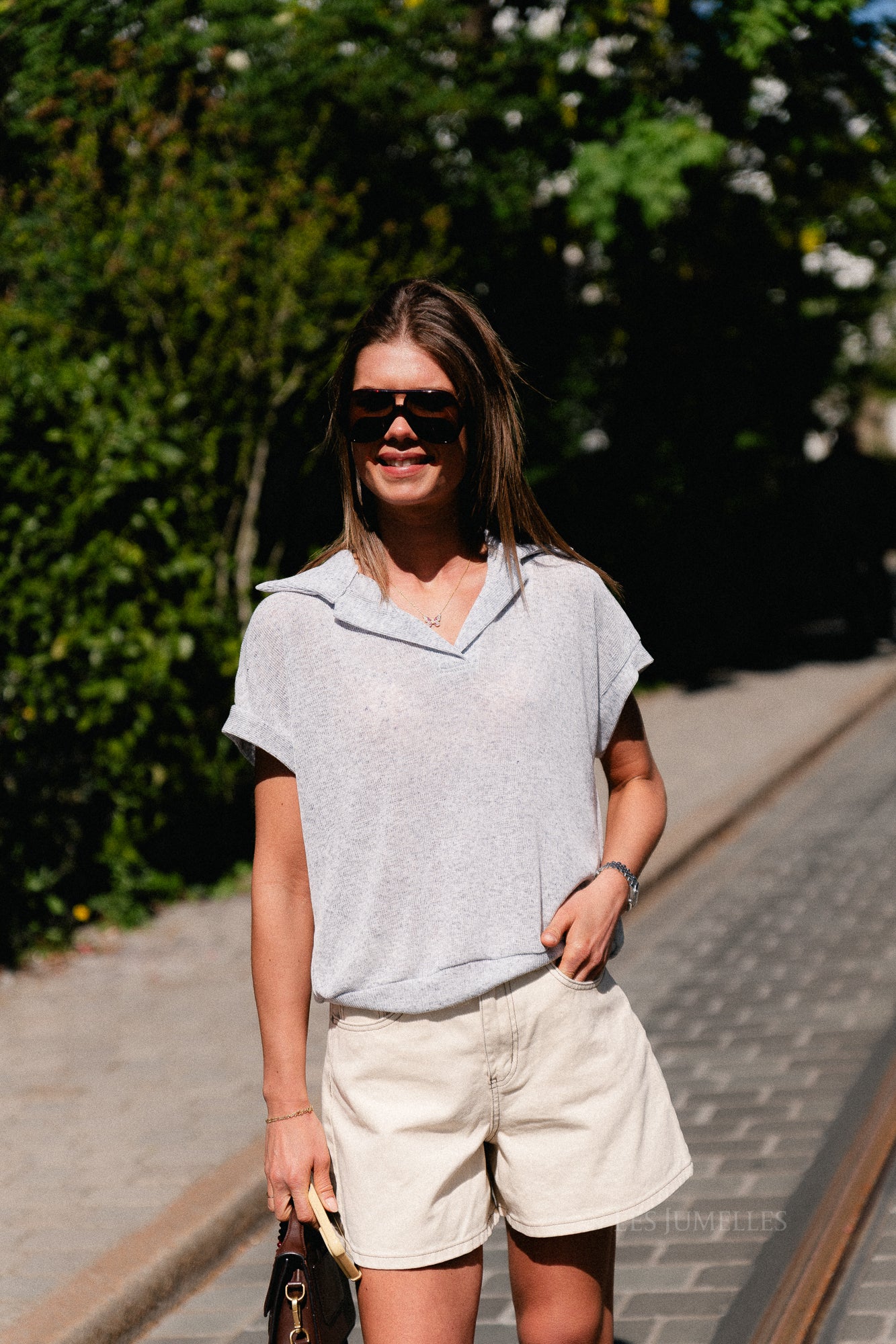 Leia SS polo shirt grey melange