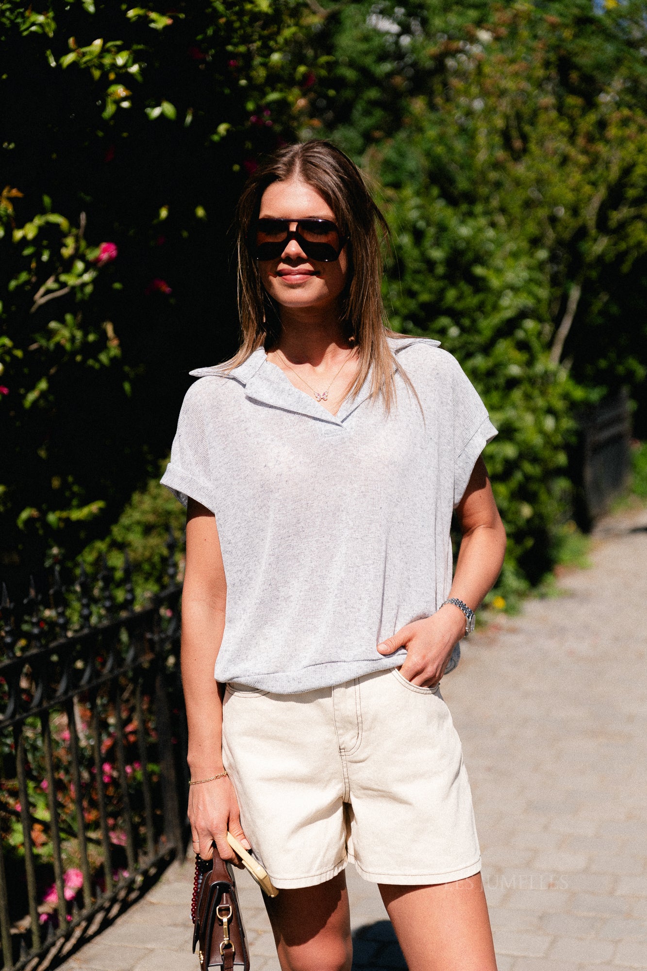 Leia SS polo shirt grey melange