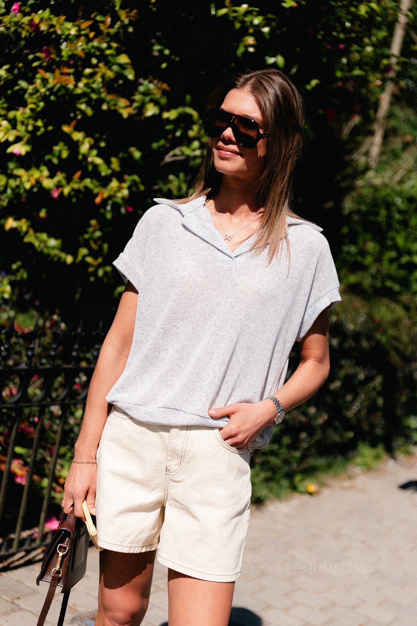 Leia SS polo shirt grey melange
