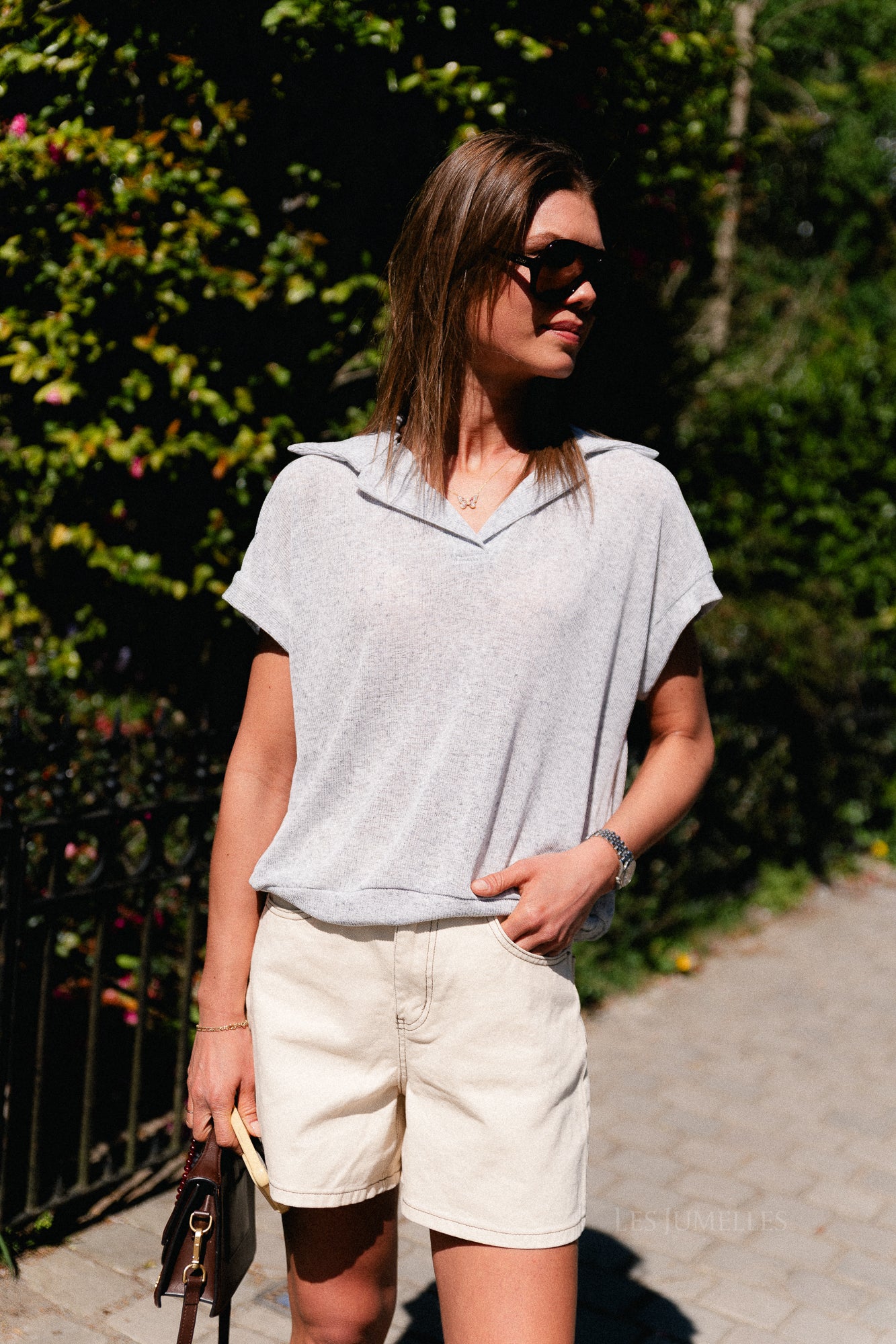 Leia SS polo shirt grey melange