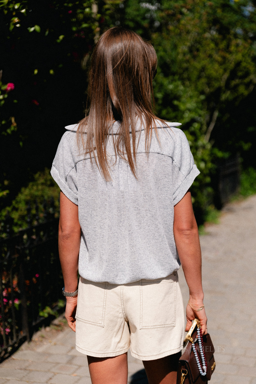 Leia SS polo shirt grey melange