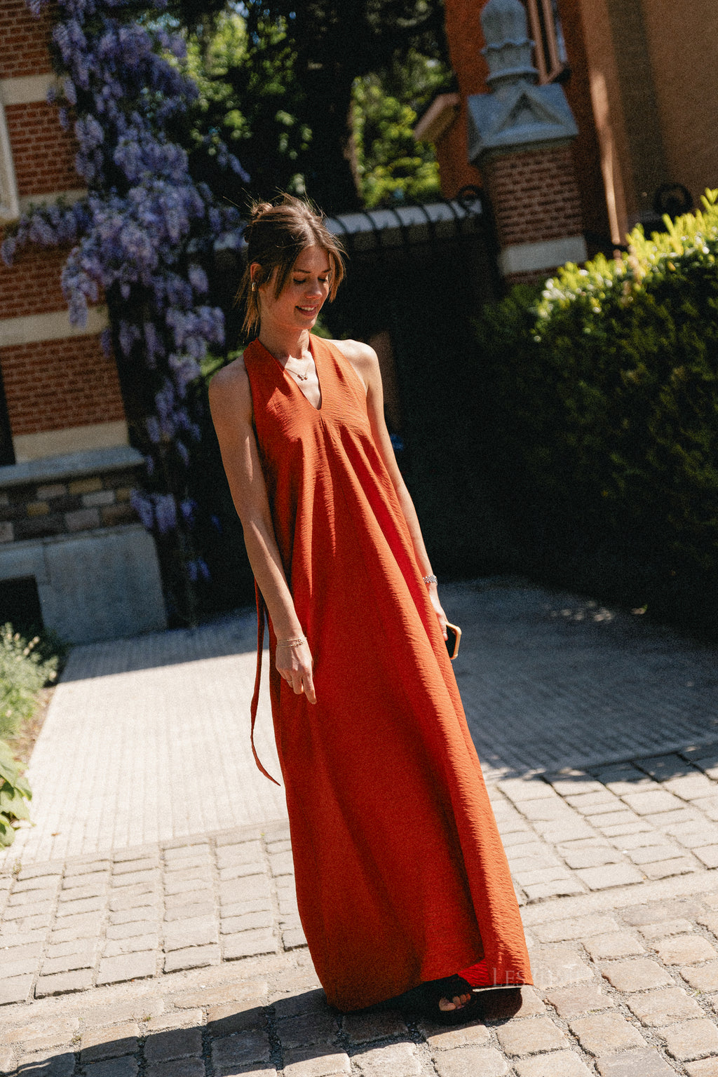 SLFLisa relaxed halterneck ankle dress potters clay