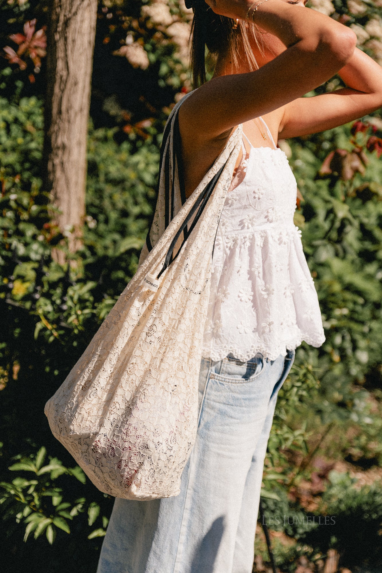 CaiaSW lace tote bag off white