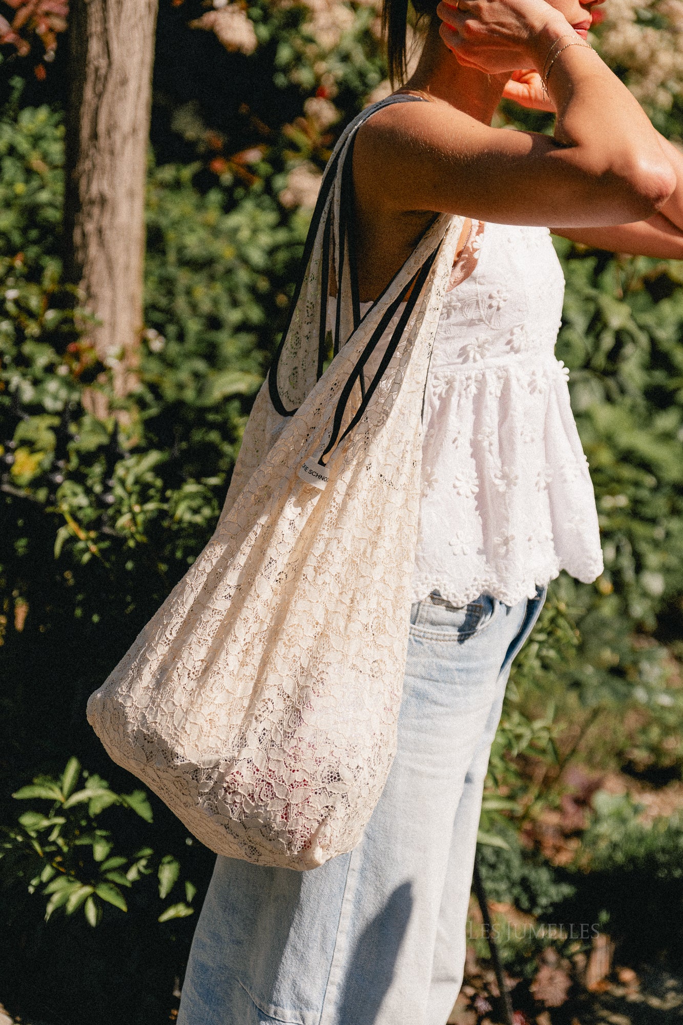 CaiaSW lace tote bag off white