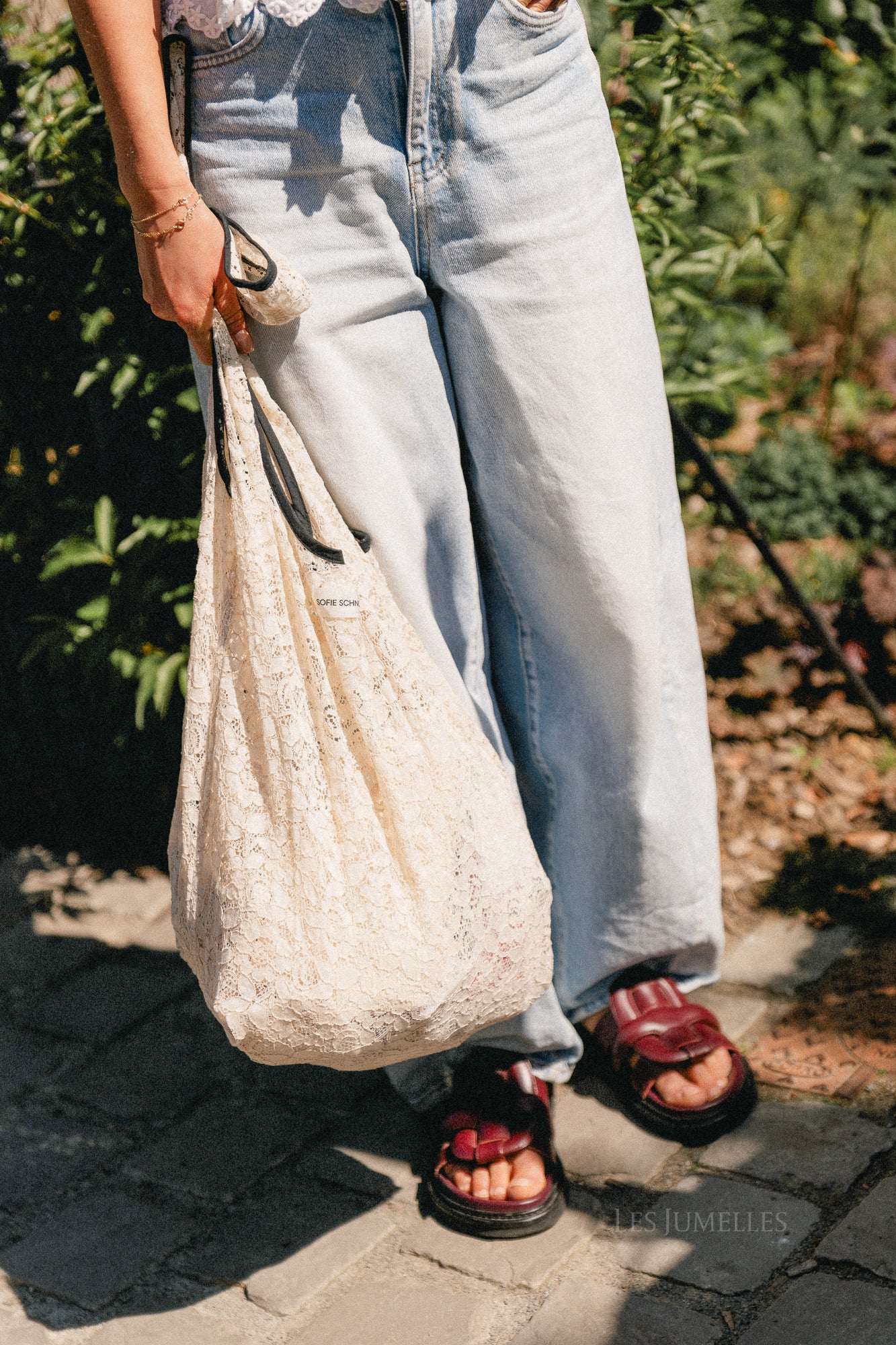 CaiaSW lace tote bag off white
