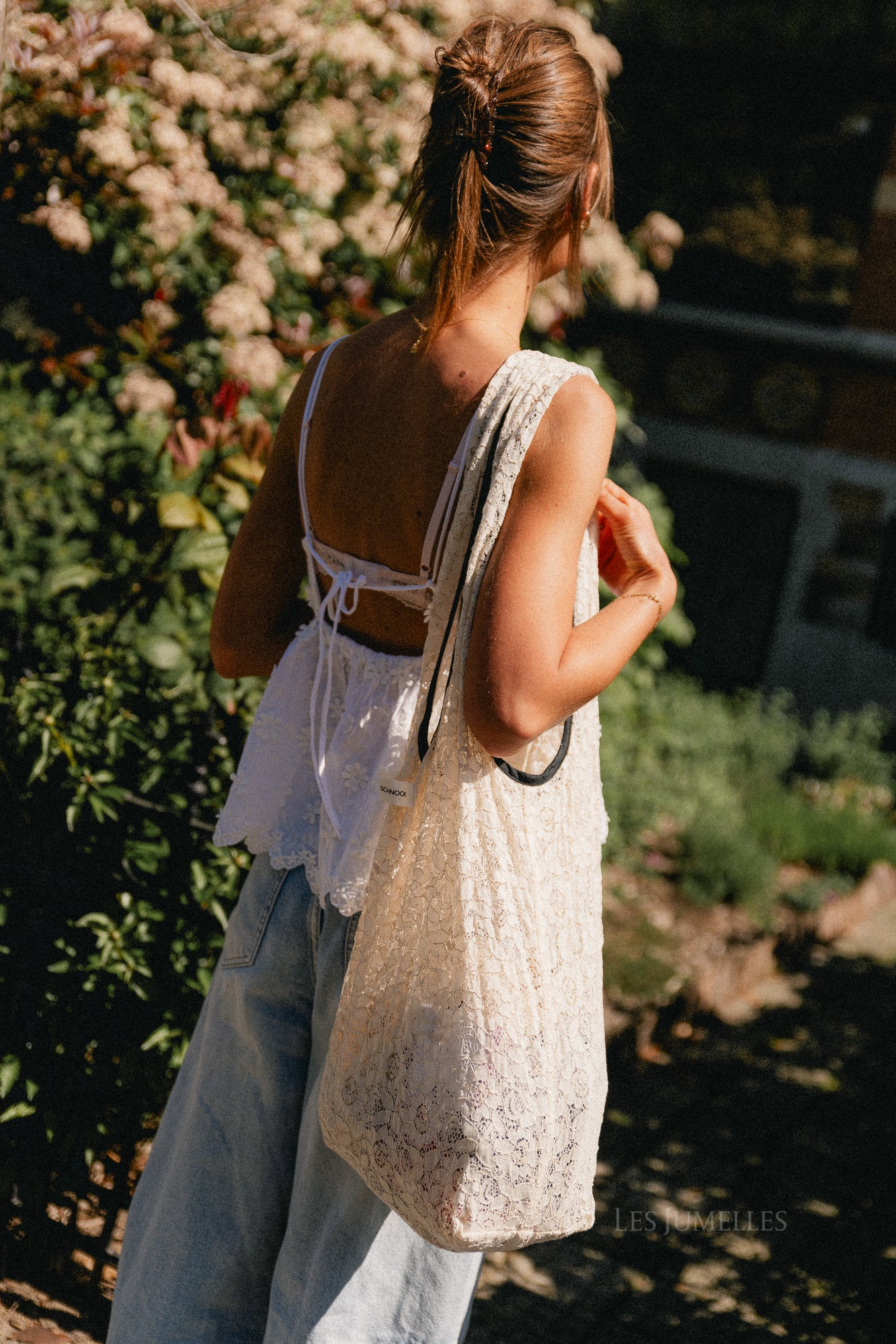 CaiaSW lace tote bag off white