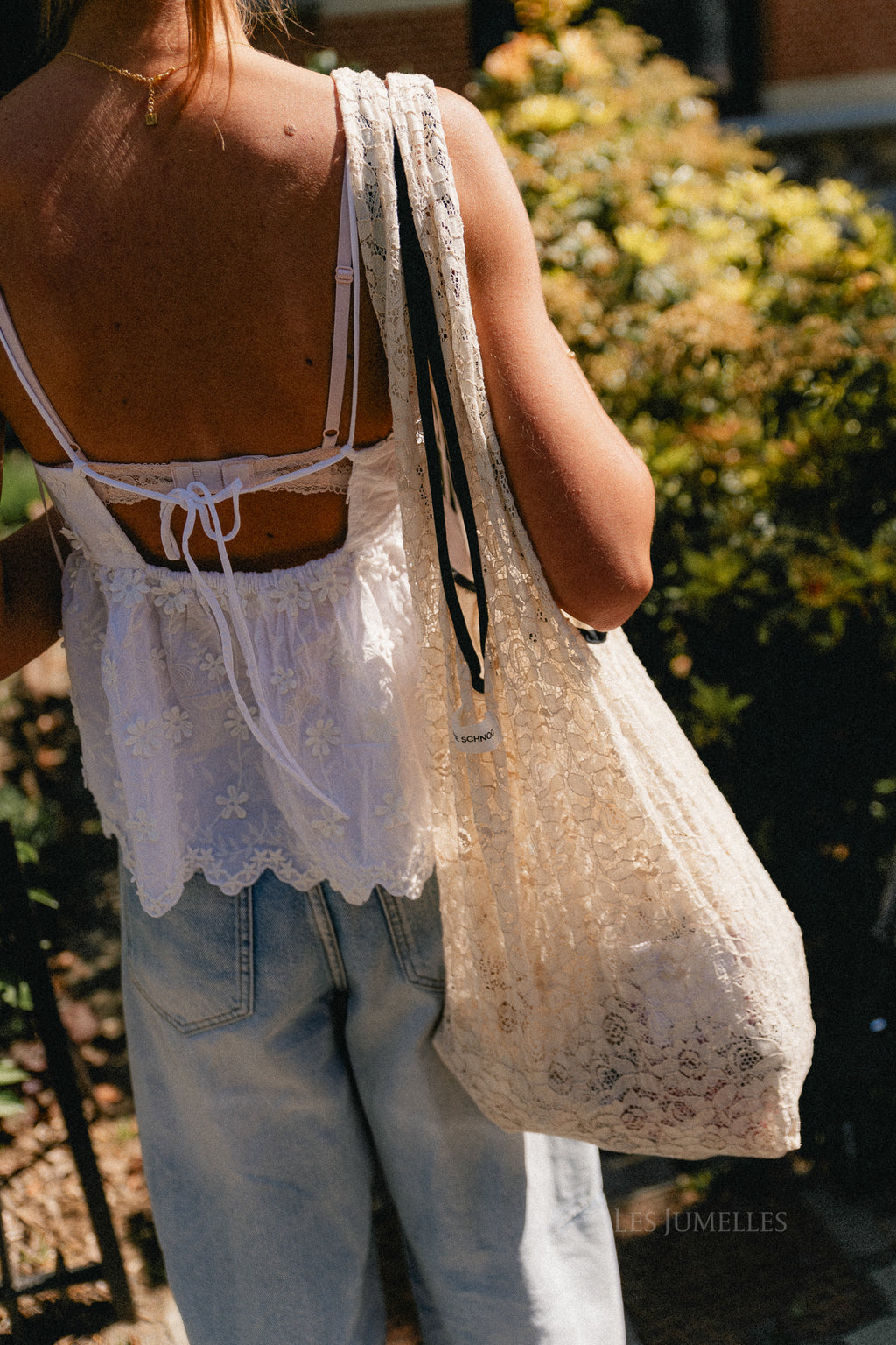 CaiaSW lace tote bag off white