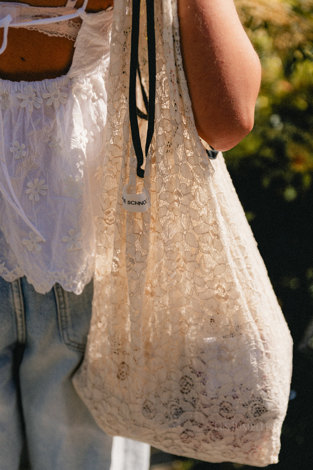 CaiaSW lace tote bag off white