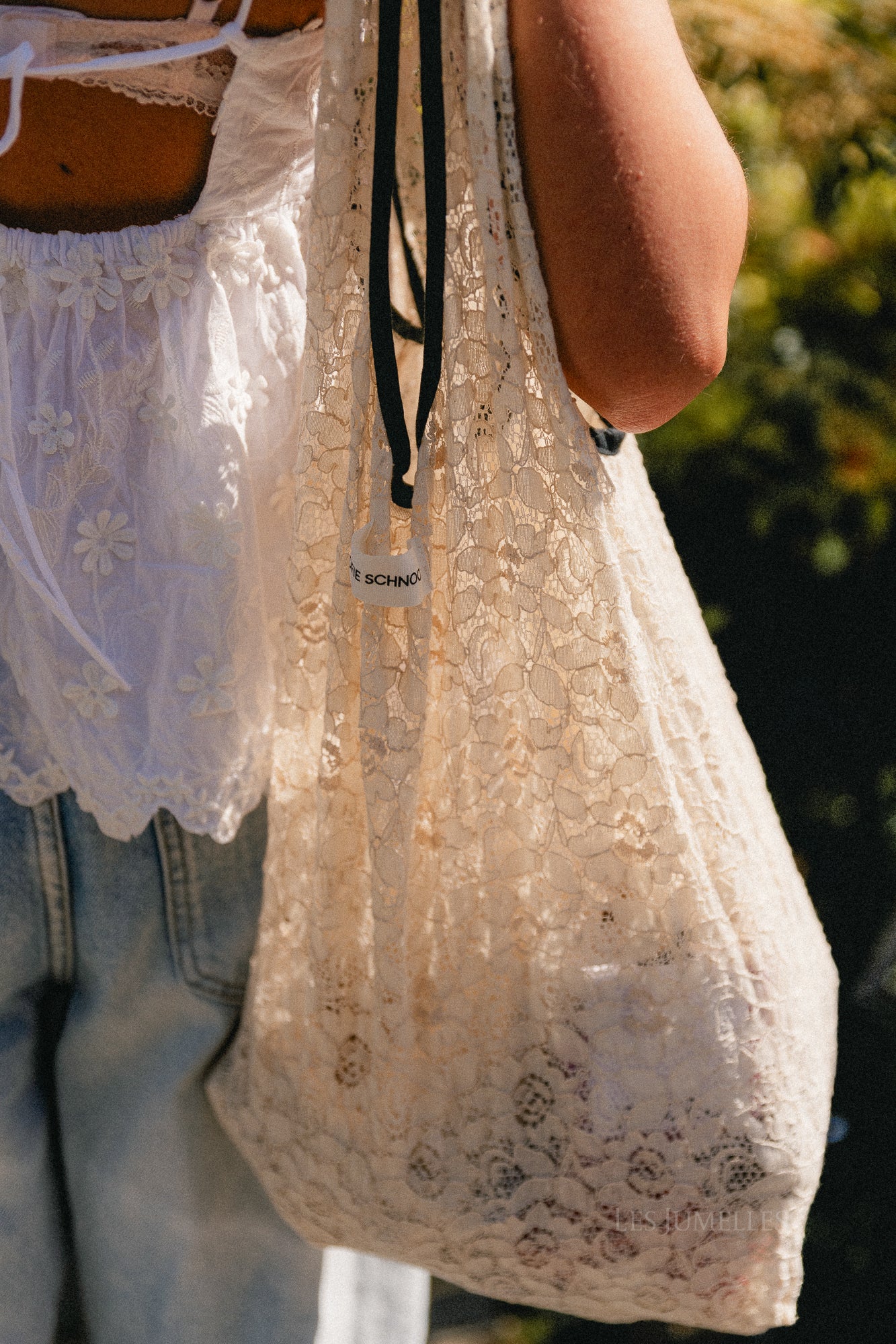 CaiaSW lace tote bag off white