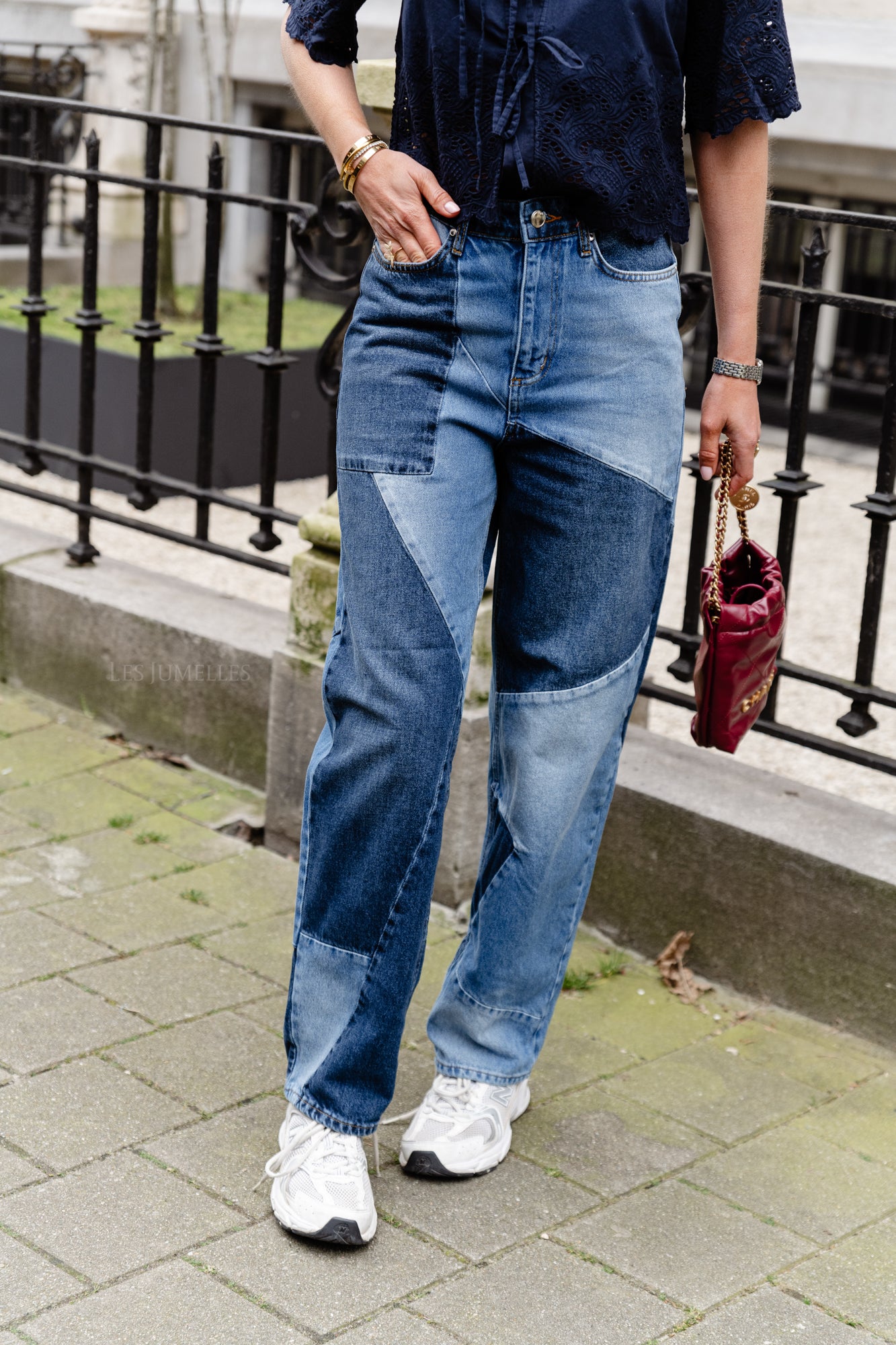 Janelle patchwork jeans blue