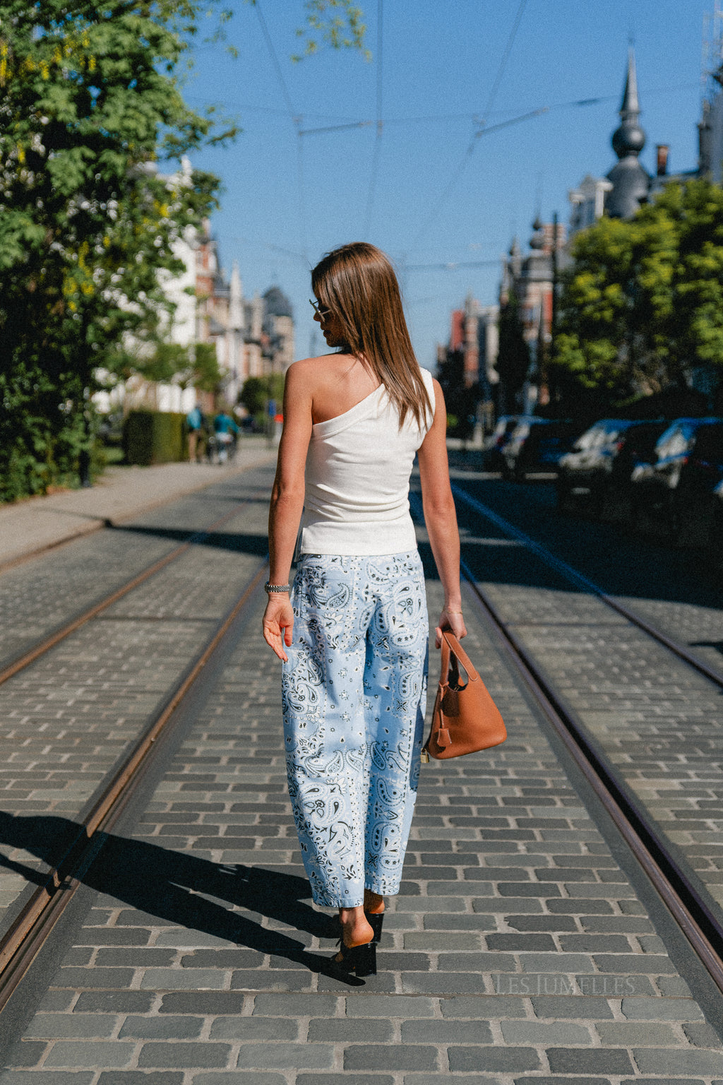 YASVenice one shoulder top star white
