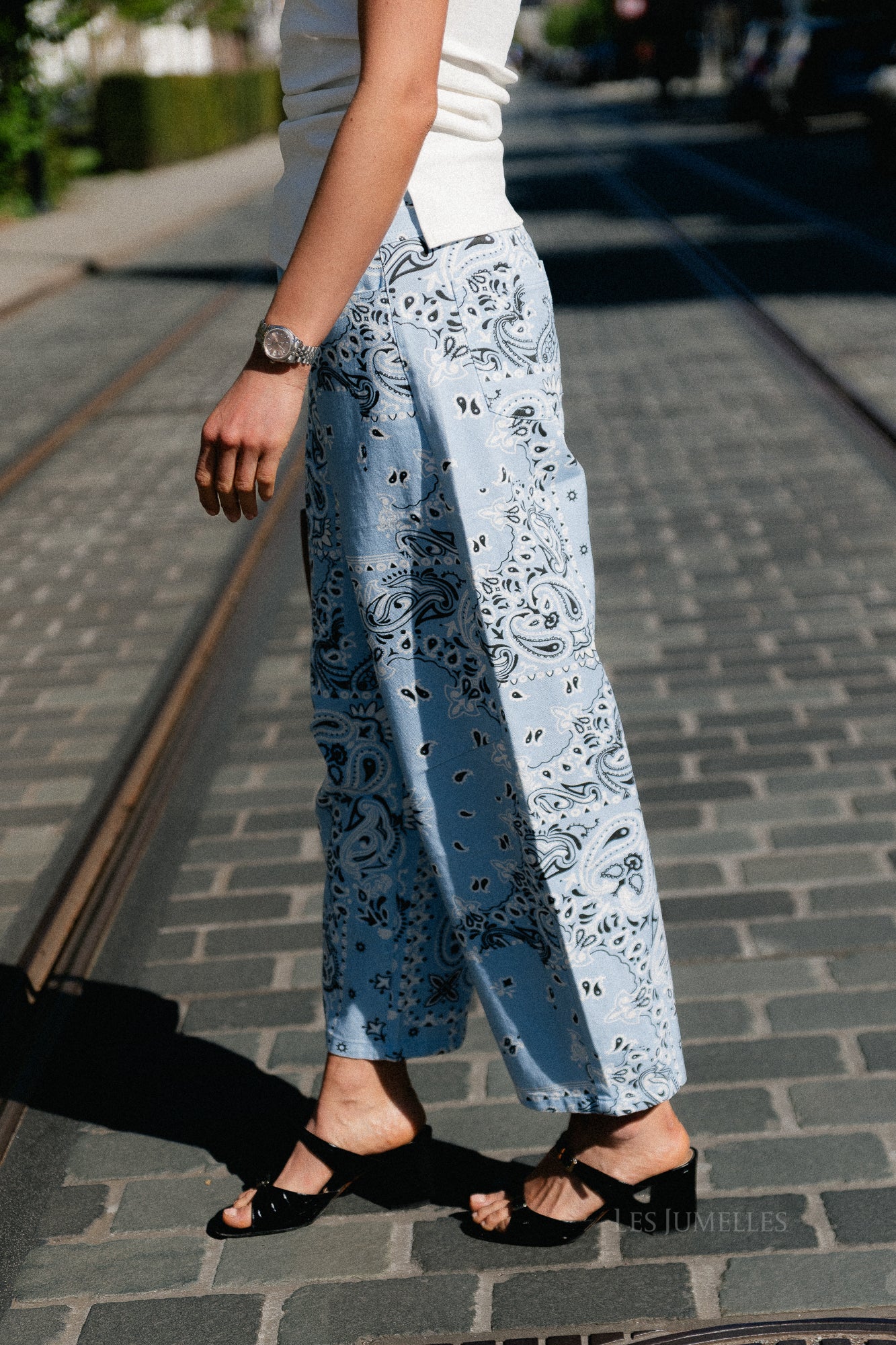 Meagan paisley barrel jeans blue
