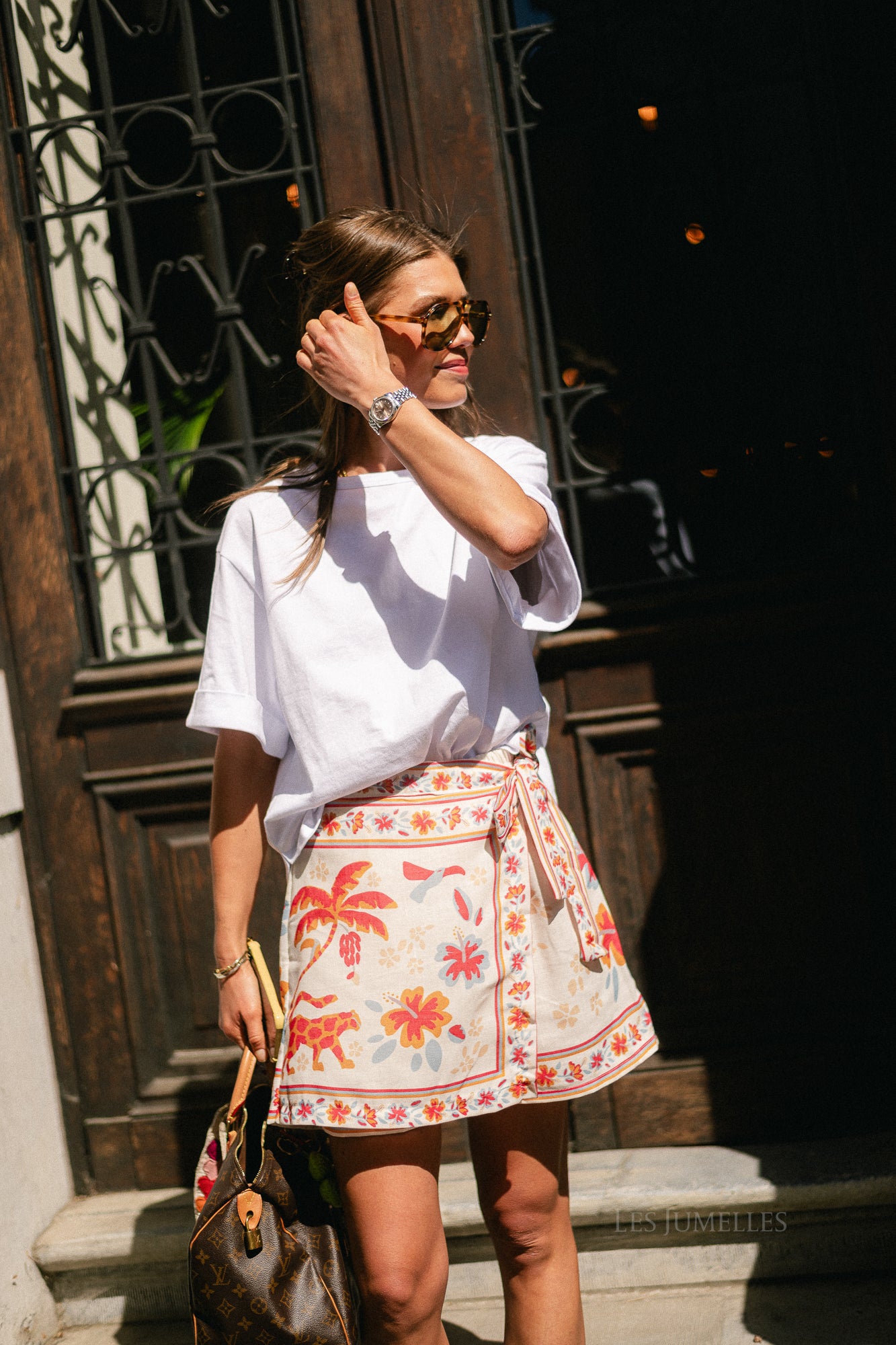 Kensi floral wrap skort blue/orange/red