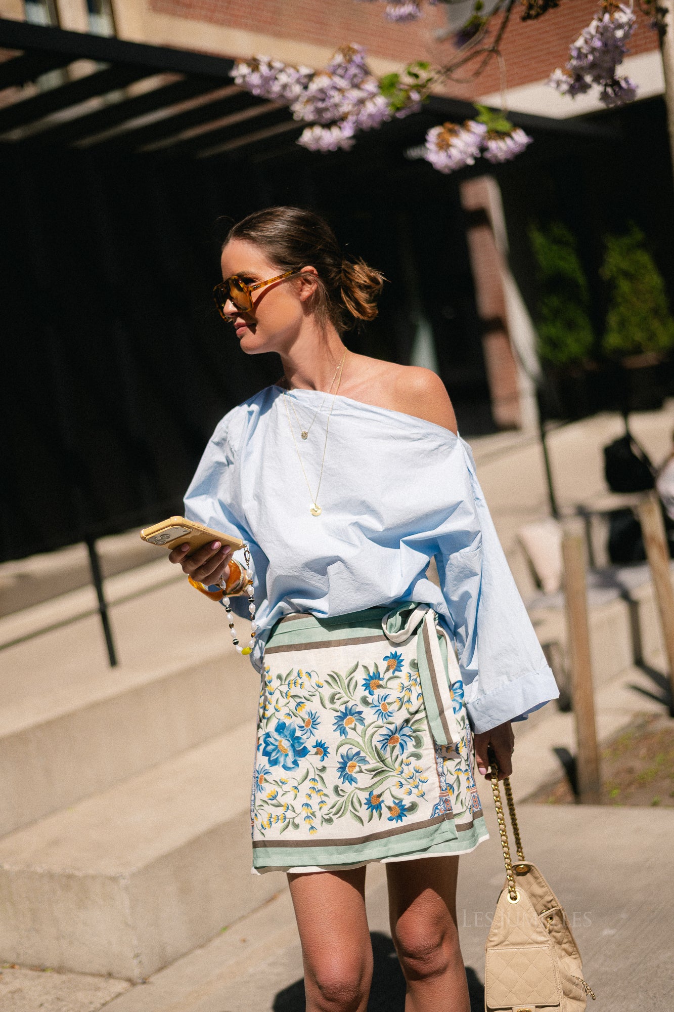 Kensi floral wrap skort green/blue